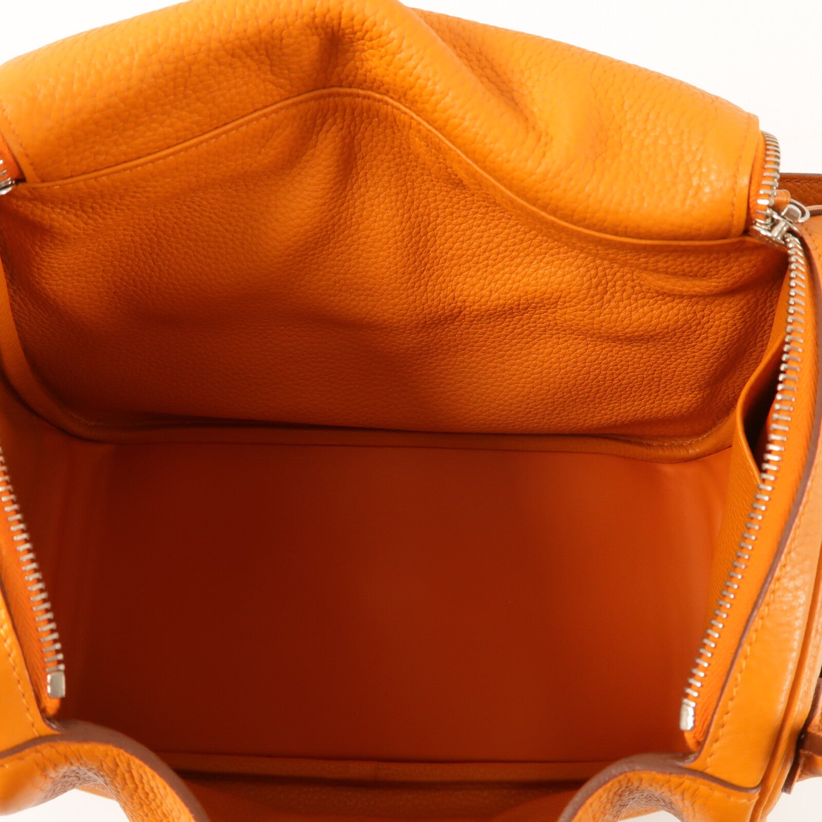 HERMES Clemence皮革Lindy 30銀扣手挽肩背兩用袋Orange
