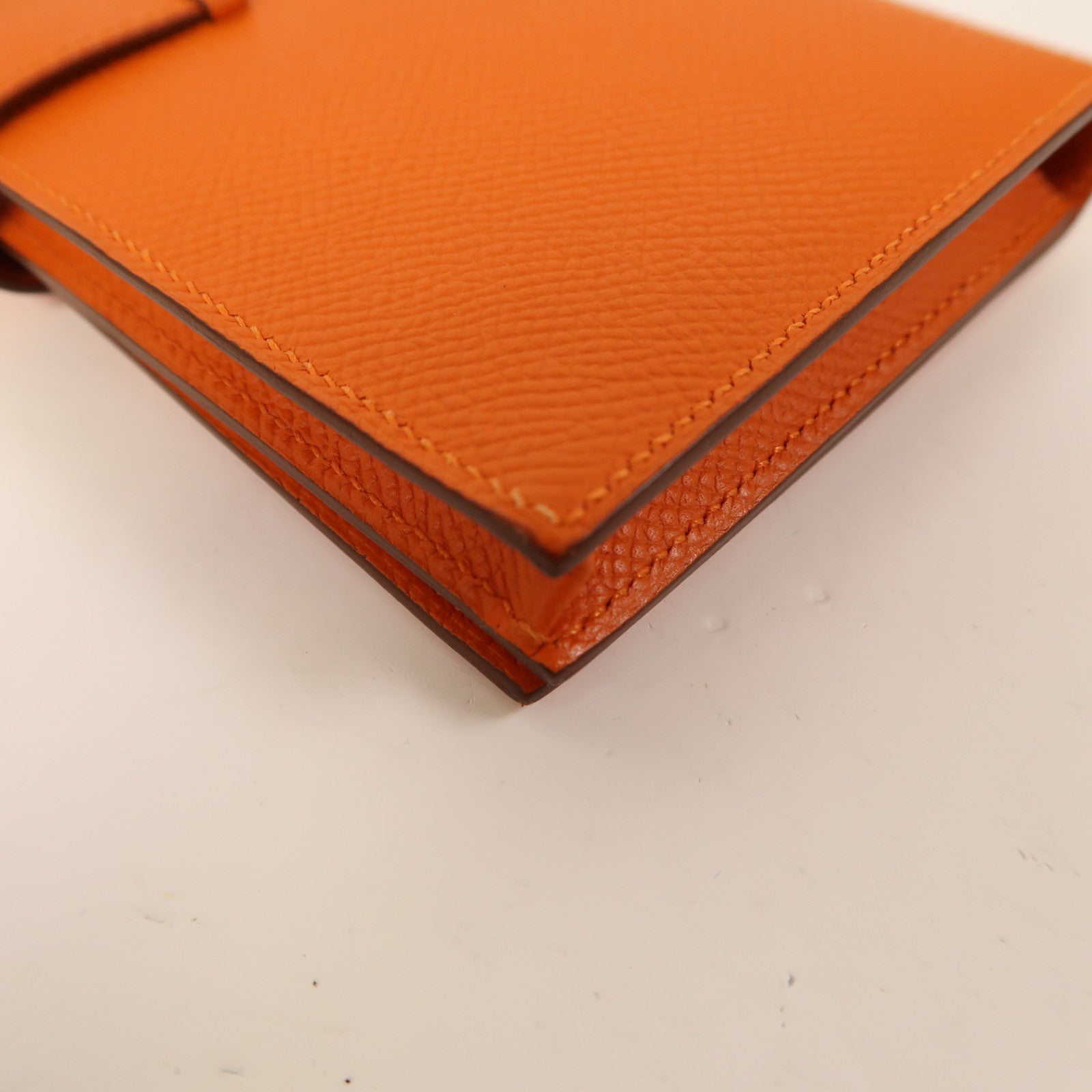 HERMES Epsom皮革Bearn Wallet銀扣長錢包橙色