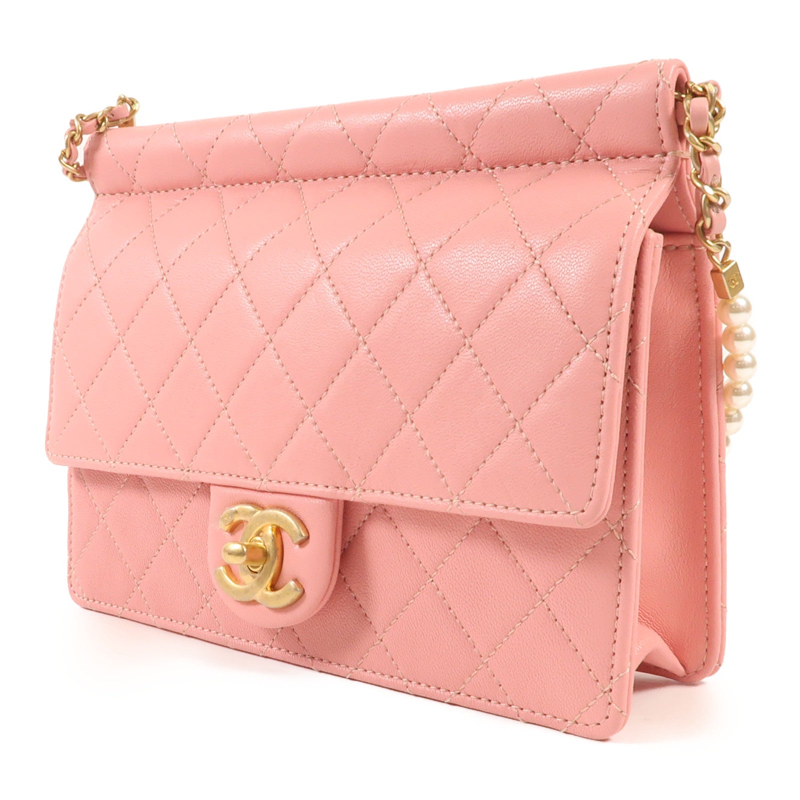 CHANEL 牛皮皮革Shoulder Bag金扣鏈帶肩背袋