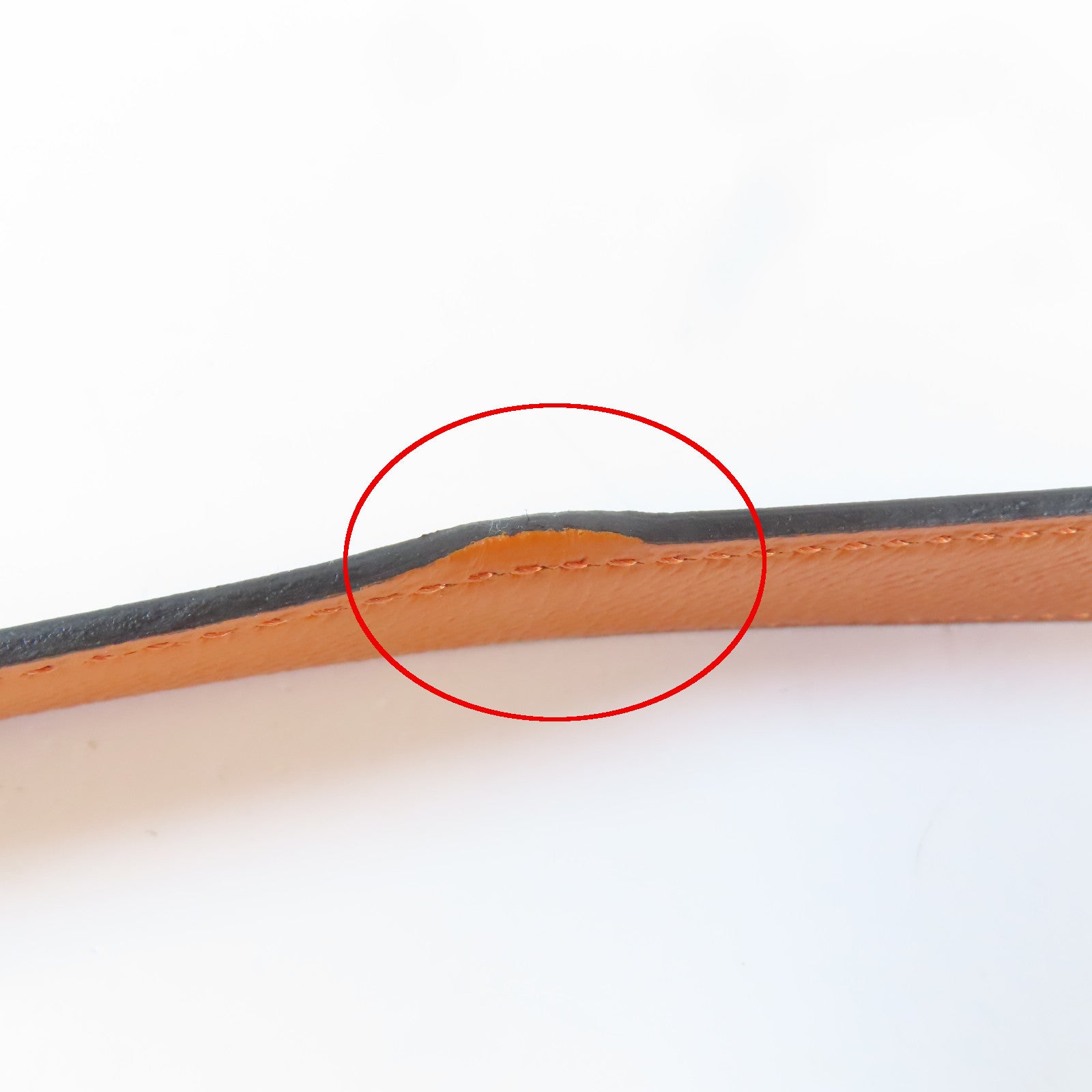HERMES Veau Swift/Espom皮革Belt銀扣皮帶黑色/橙色