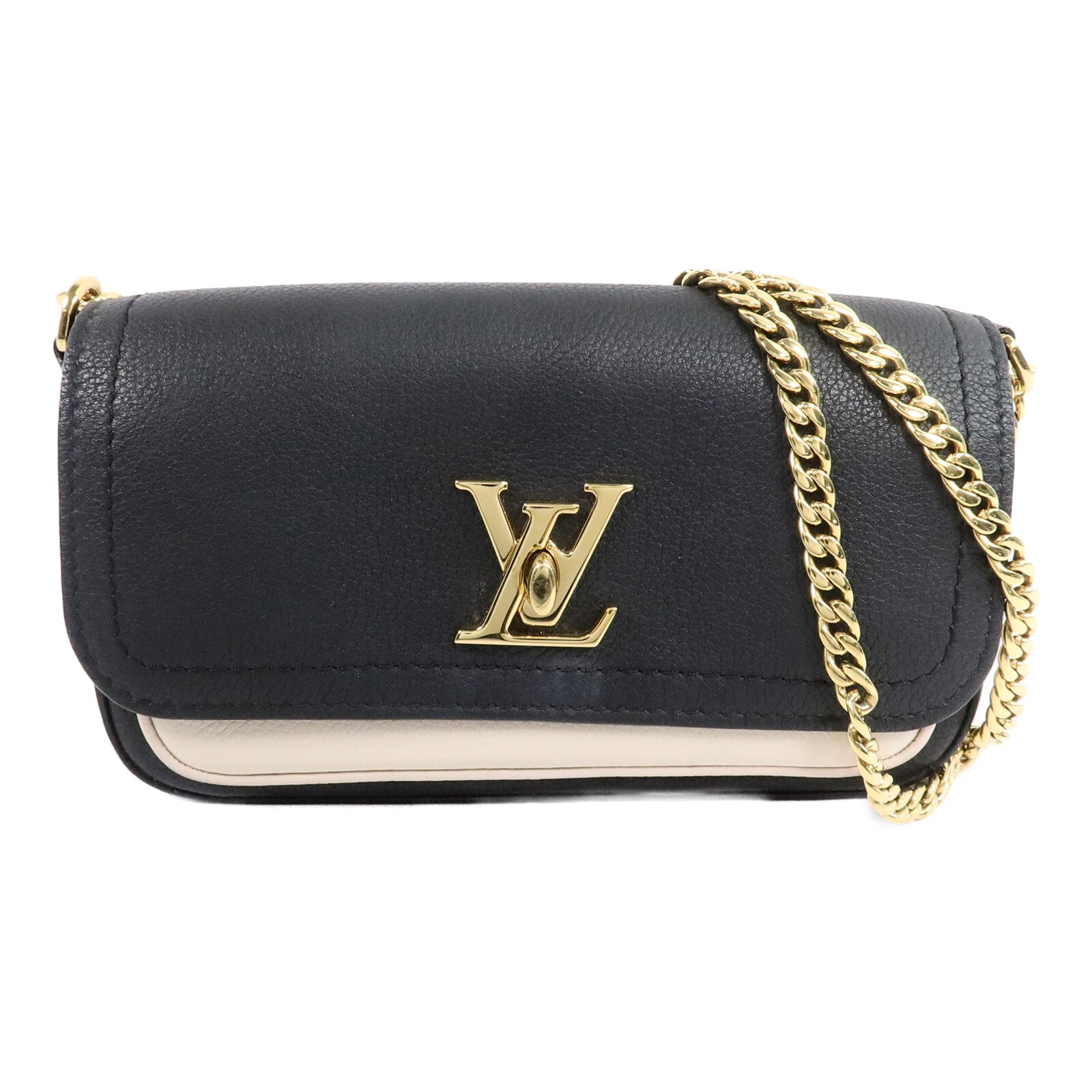 LOUIS VUITTON Grained Calf Lockme Tender Pochette鏈帶肩背袋