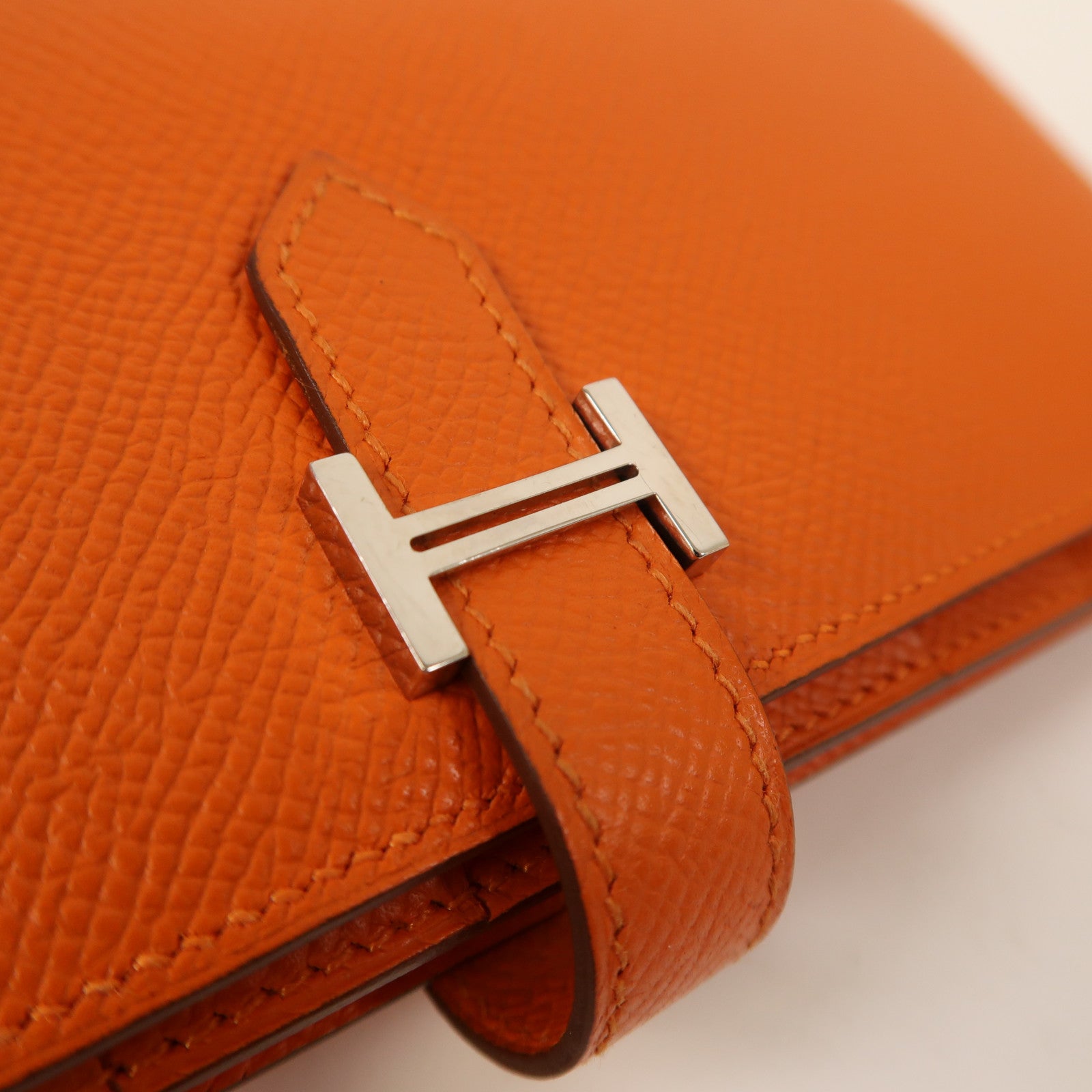 HERMES Epsom皮革Bearn Wallet銀扣長錢包橙色