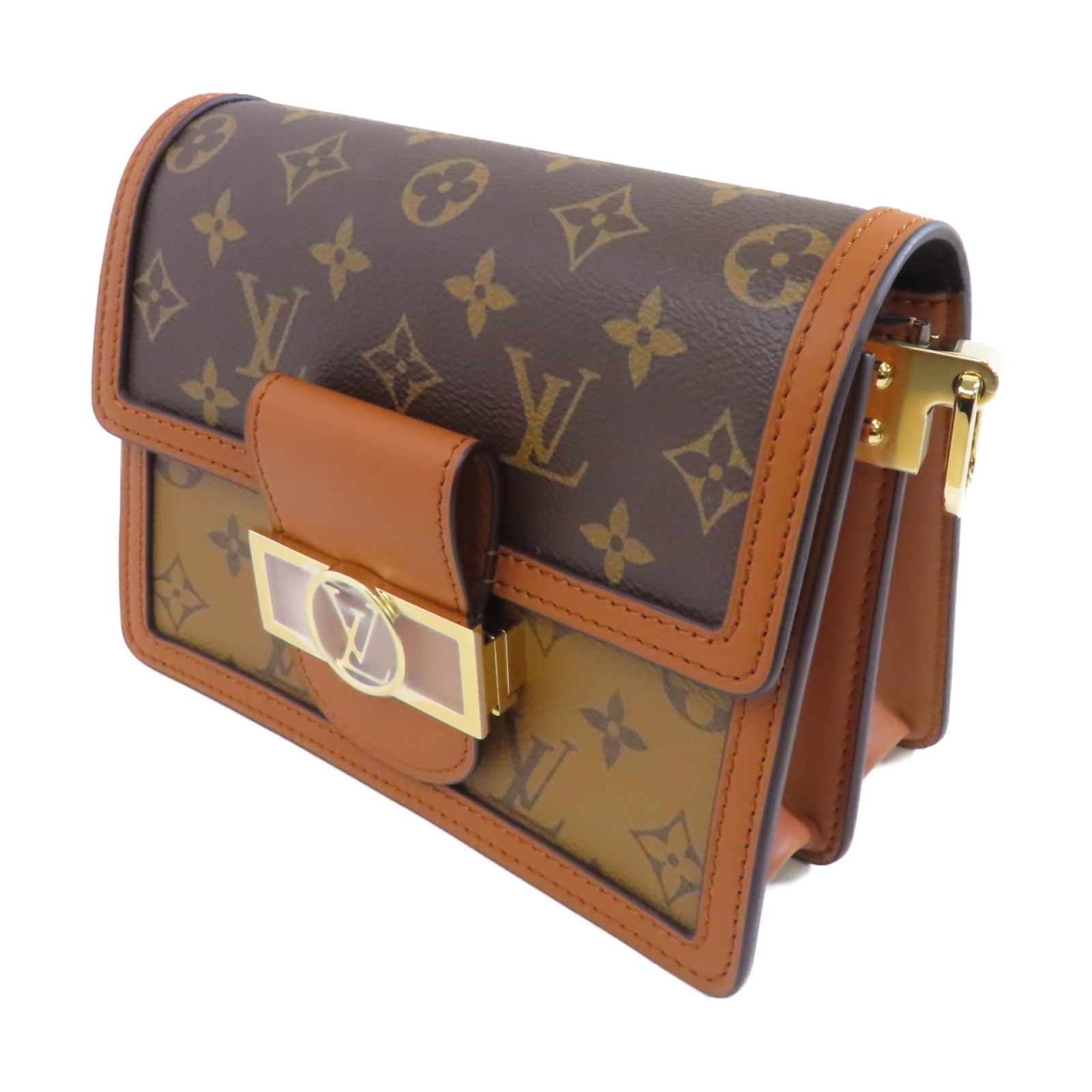 LOUIS VUITTON Monogram Mini Dauphine金扣肩背袋啡色