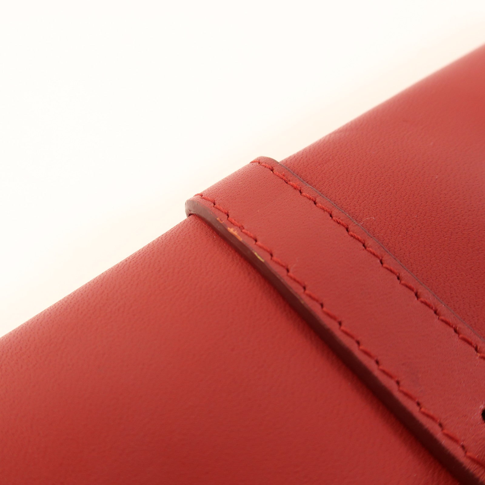 FENDI GHW Pequin Envelope Clutch Bag 8M0284 Canvas Calfskin Leather Brown Red