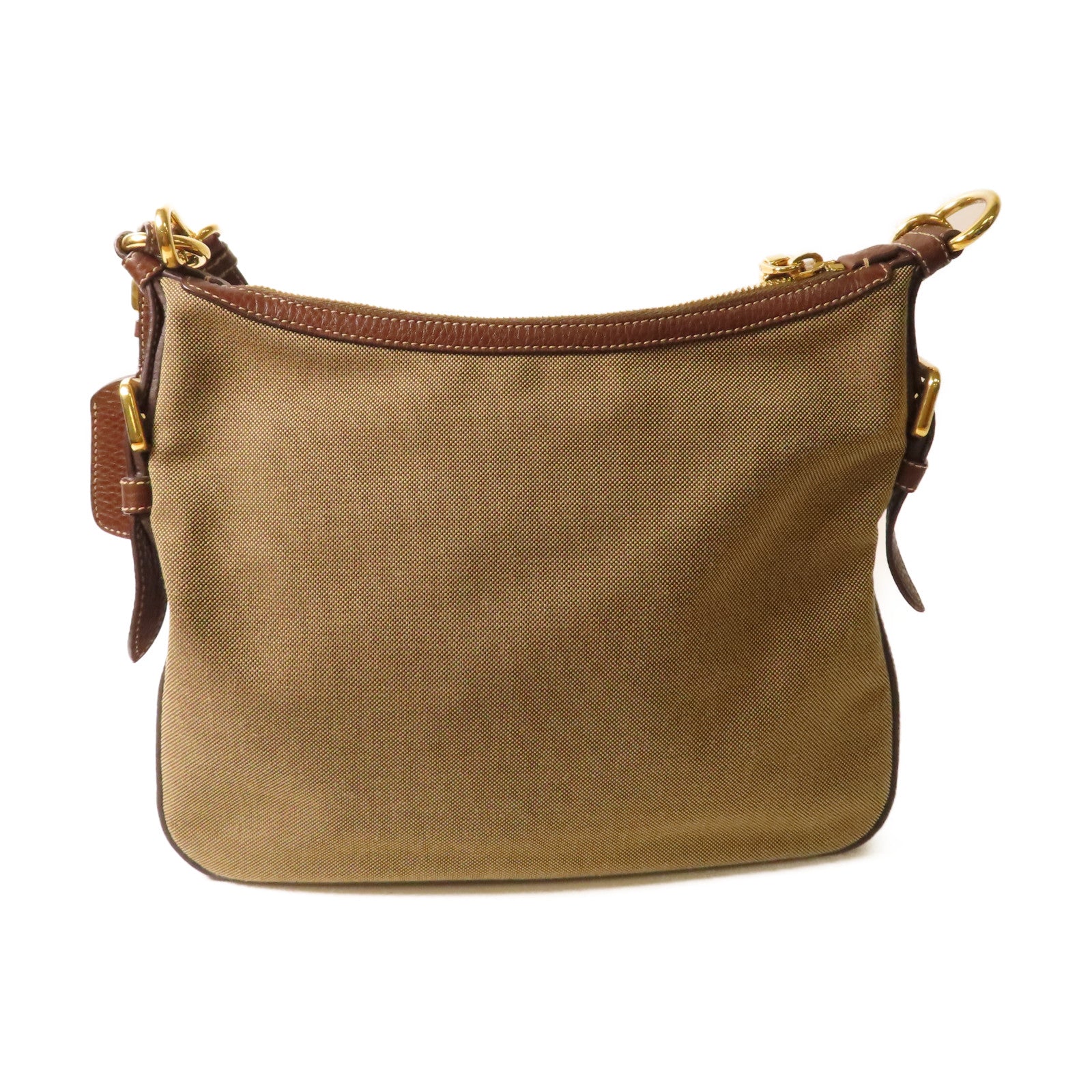 PRADA 帆布Logo Jacquard Shoulder Bag金扣肩背袋啡色