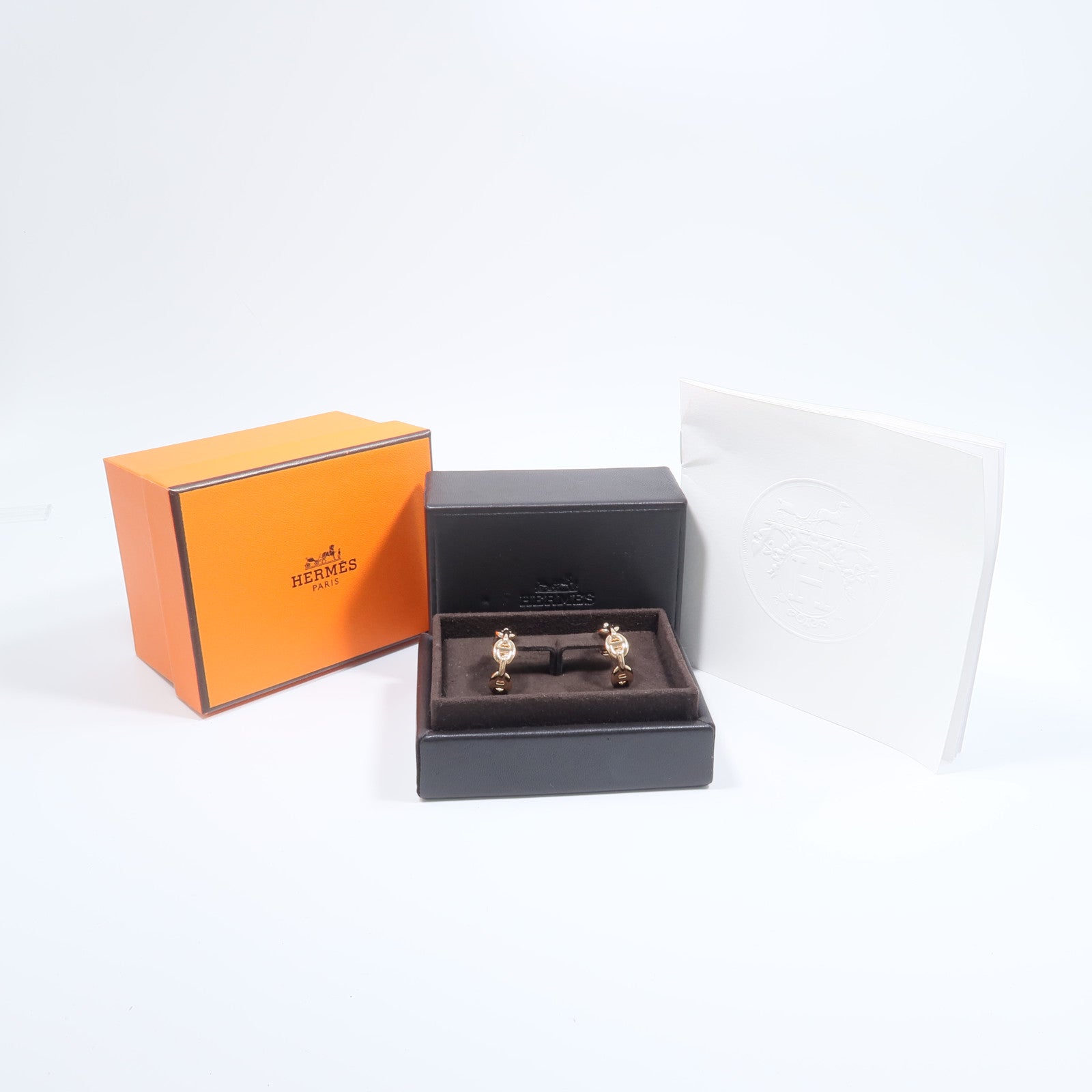 HERMES 18K玫瑰金Chaine D'aucre Enchainee耳環