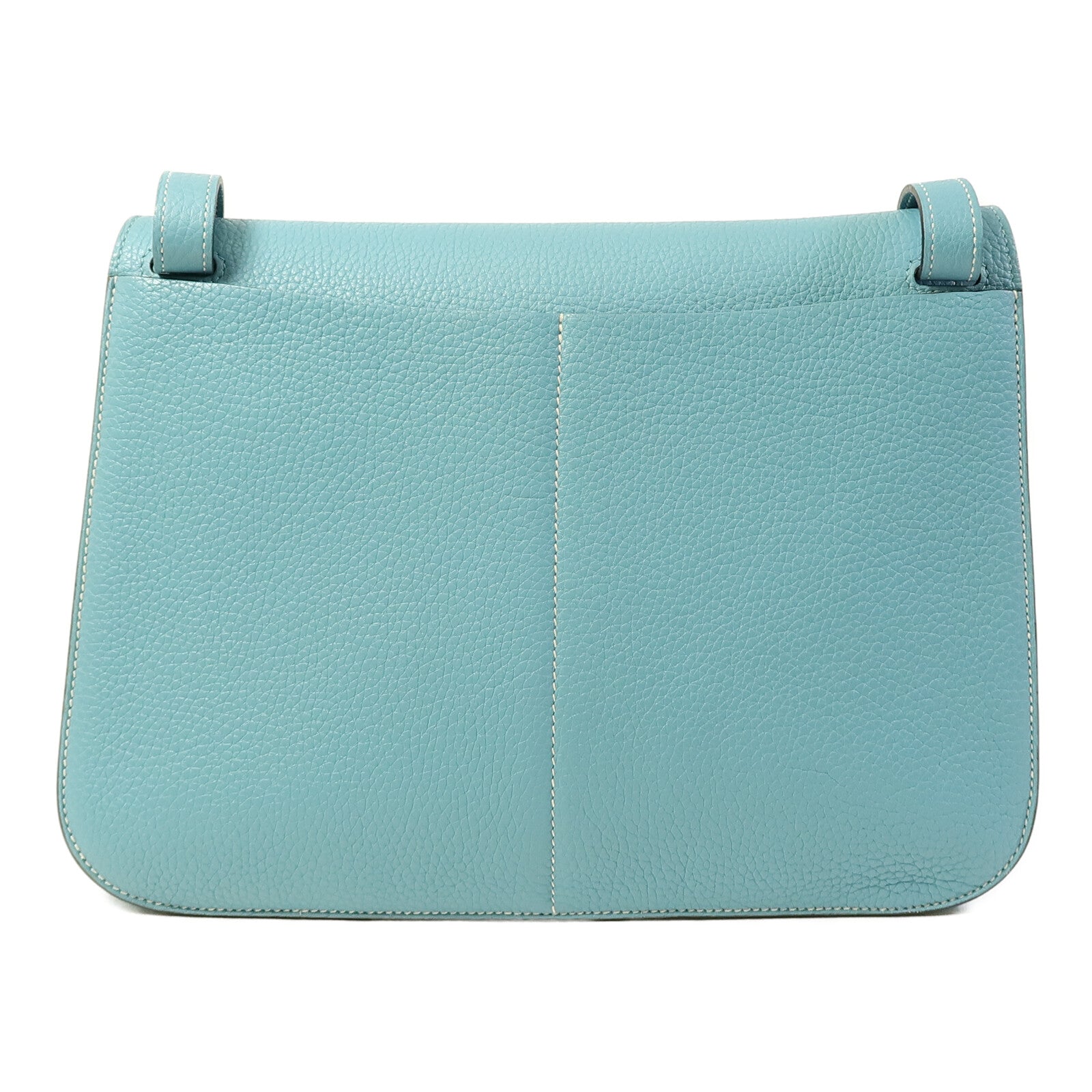 HERMES Clemence皮革Halzan 31銀扣手挽肩背兩用袋Bleu Saint
