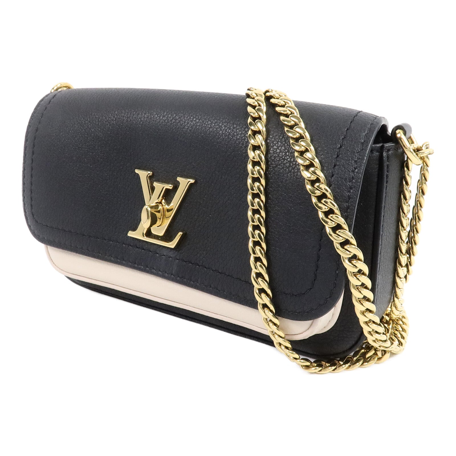 LOUIS VUITTON Grained Calf Lockme Tender Pochette鏈帶肩背袋