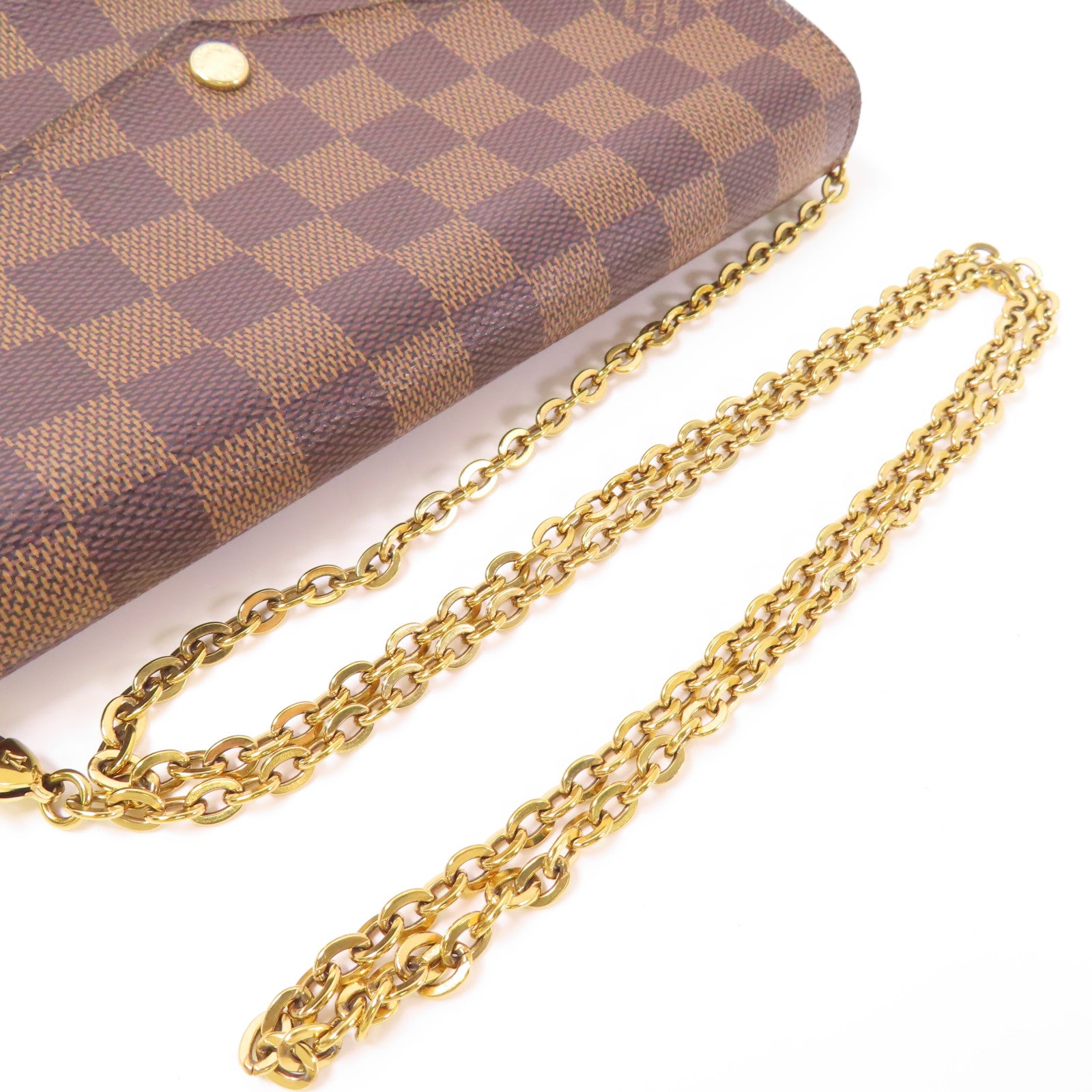 LOUIS VUITTON LV GHW Felicie Pochette Chain Shoulder Bag N63032 Damier Brown
