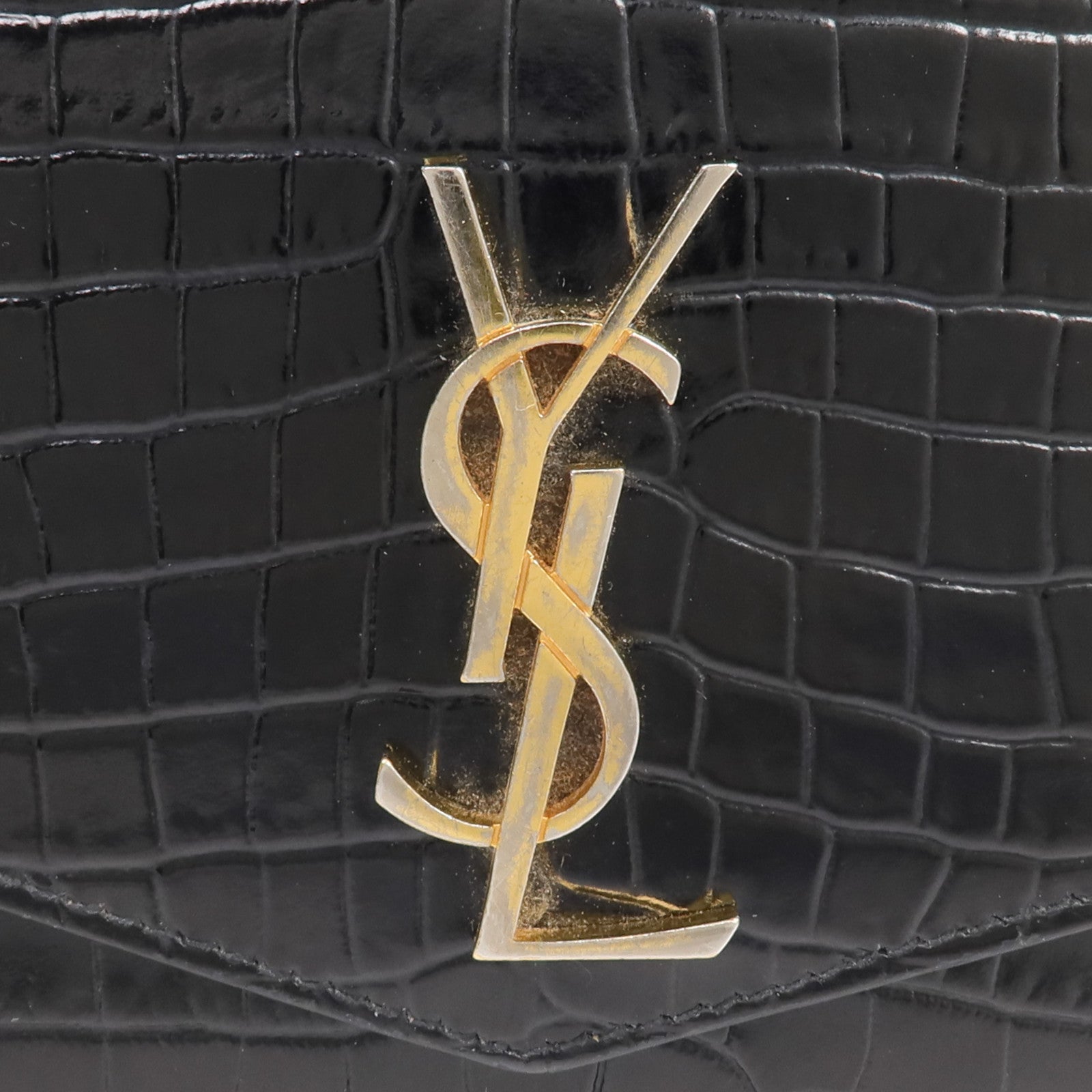 YVES SAINT LAURENT 牛皮皮革Uptown Compact Wallet金扣錢包