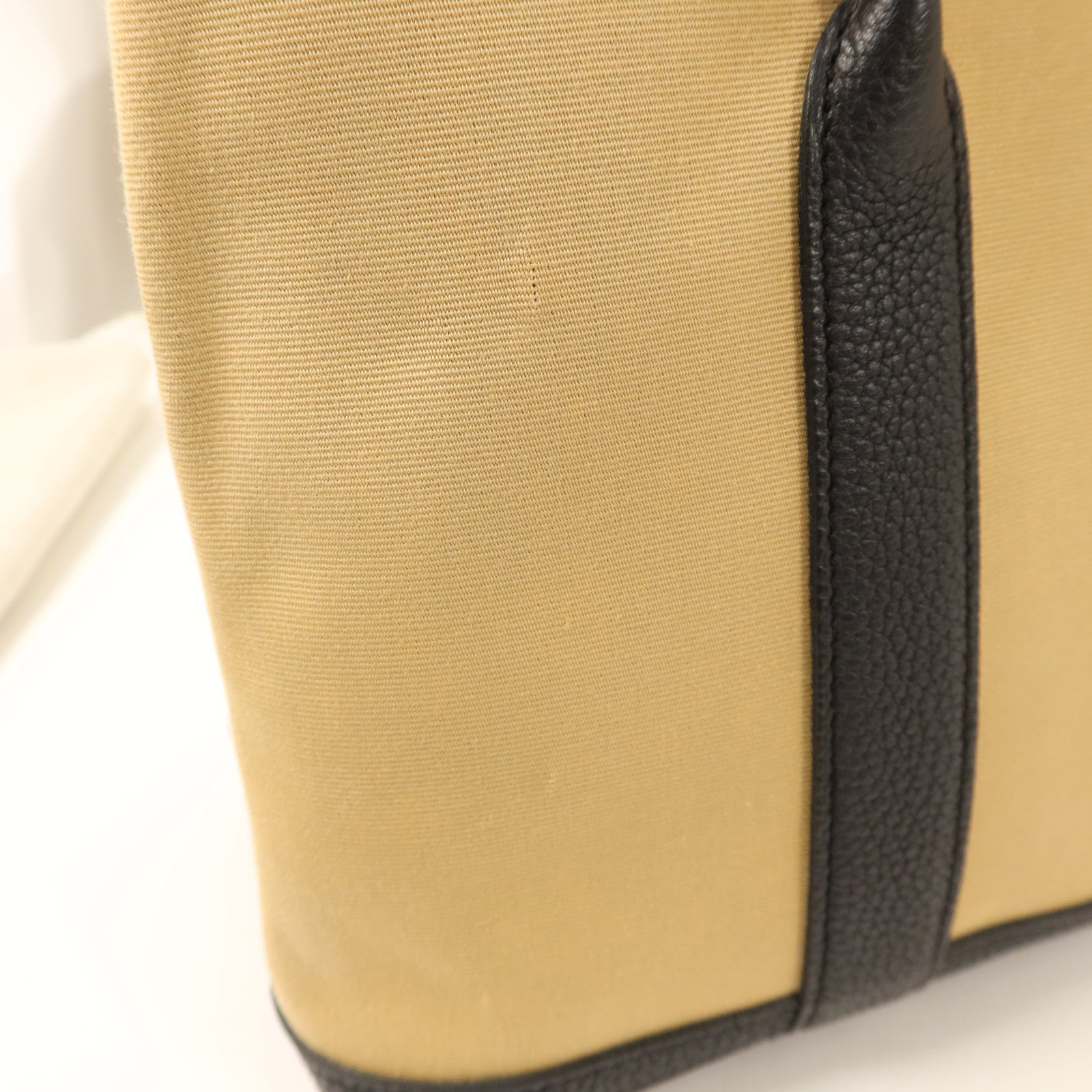 HERMES Negonda皮革/帆布Garden Party TPM銀扣手挽袋Trench/Noir