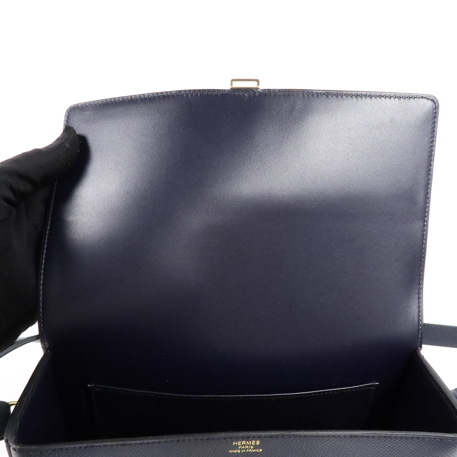 HERMES Epsom皮革Della Cavalleria Elan肩背袋Blue Indigo