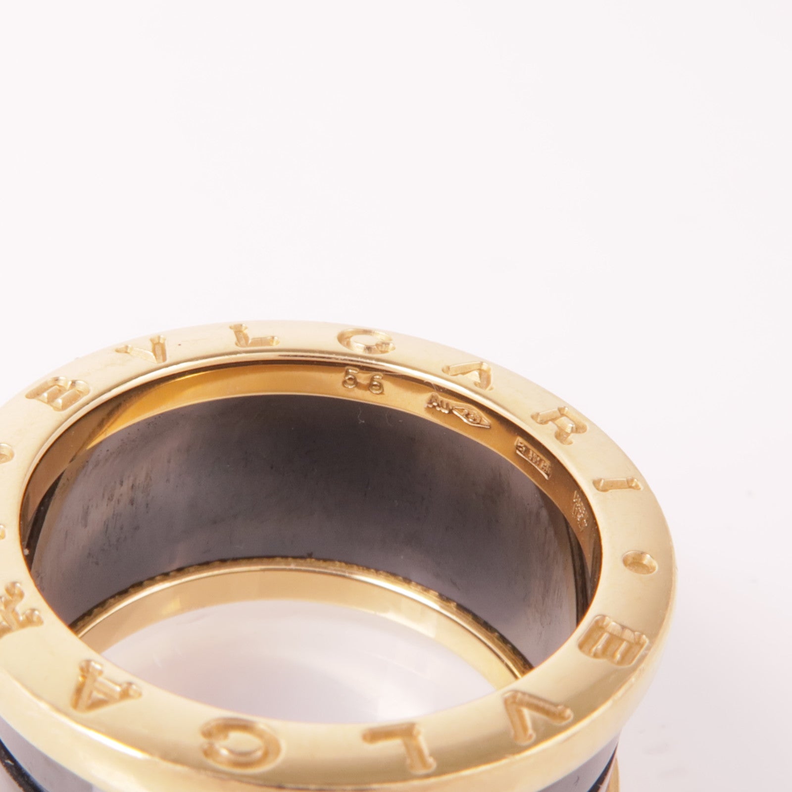 BVLGARI 18K玫瑰金/陶瓷B-zero1 Ring戒指US#7