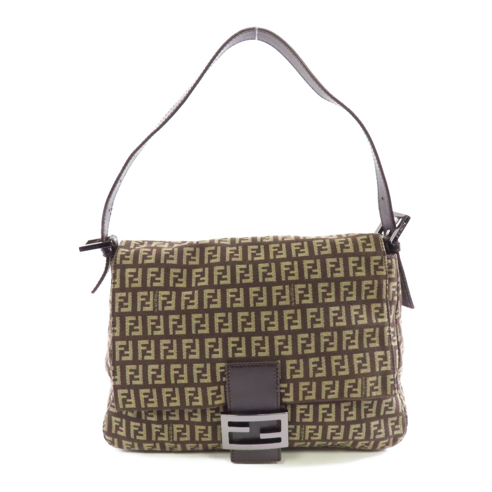 FENDI 帆布/皮革Mamma Baguette Vintage肩背袋啡色