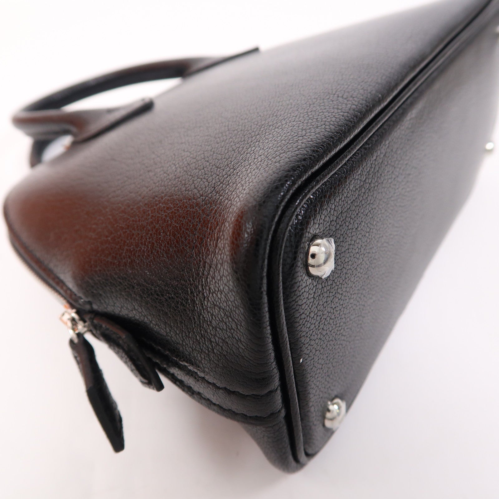 HERMES Chevre皮革Mini Bolide銀扣手挽肩背兩用袋