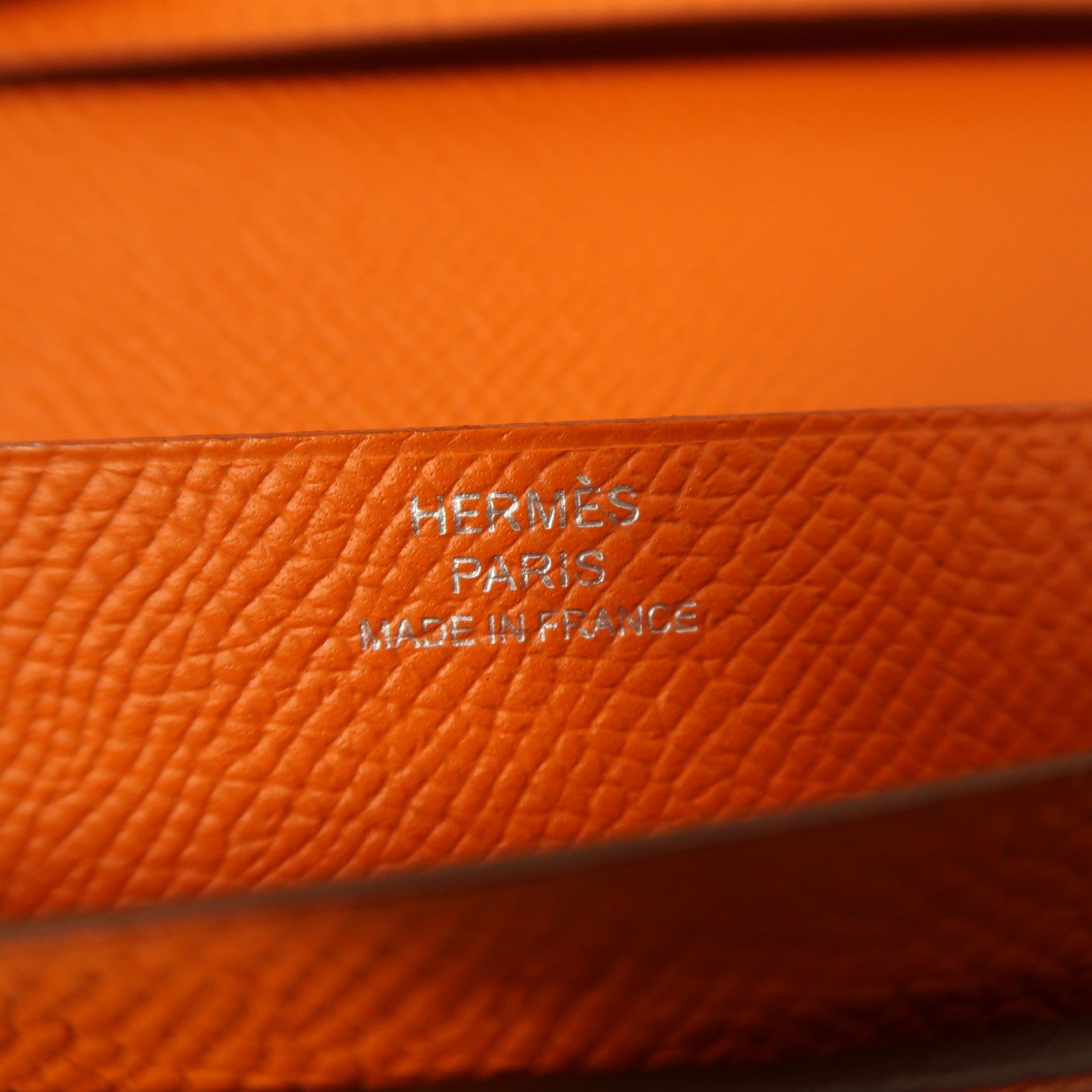 HERMES Epsom皮革Bearn Wallet銀扣長錢包橙色