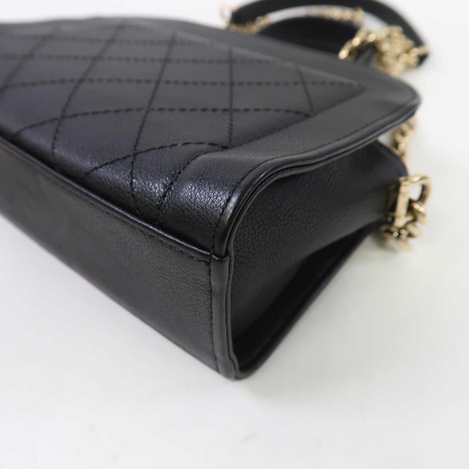 CHANEL 【激減優惠】菱格牛皮皮革Mini Cruise金扣手挽肩背兩用袋黑色