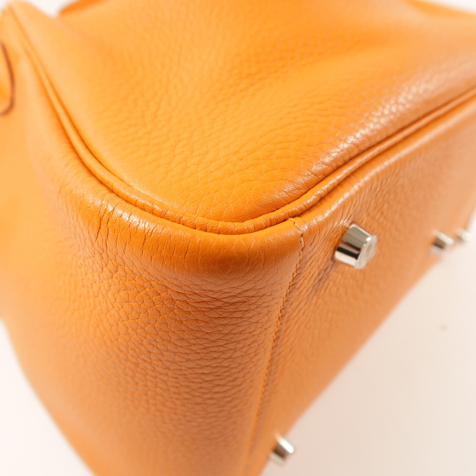 HERMES Clemence皮革Lindy 30銀扣手挽肩背兩用袋Orange