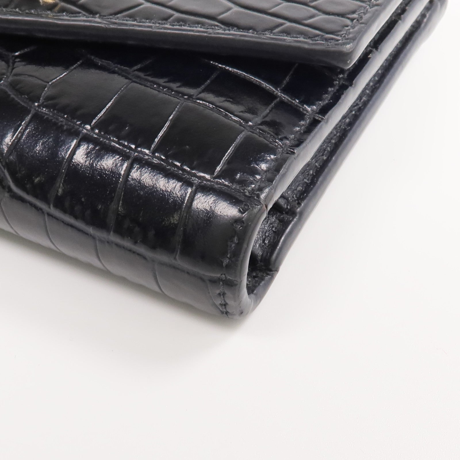YVES SAINT LAURENT 牛皮皮革Uptown Compact Wallet金扣錢包