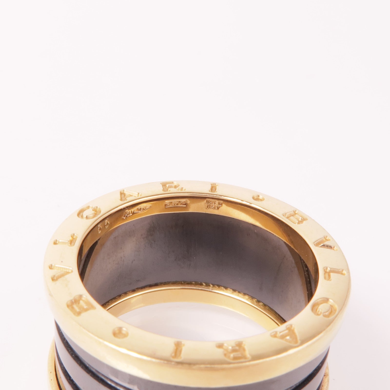 BVLGARI 18K玫瑰金/陶瓷B-zero1 Ring戒指US#7