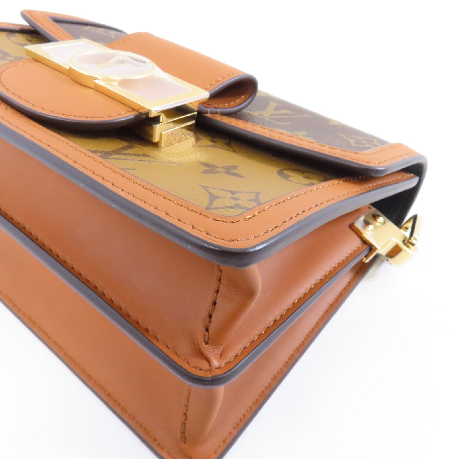 LOUIS VUITTON Monogram Mini Dauphine金扣肩背袋啡色