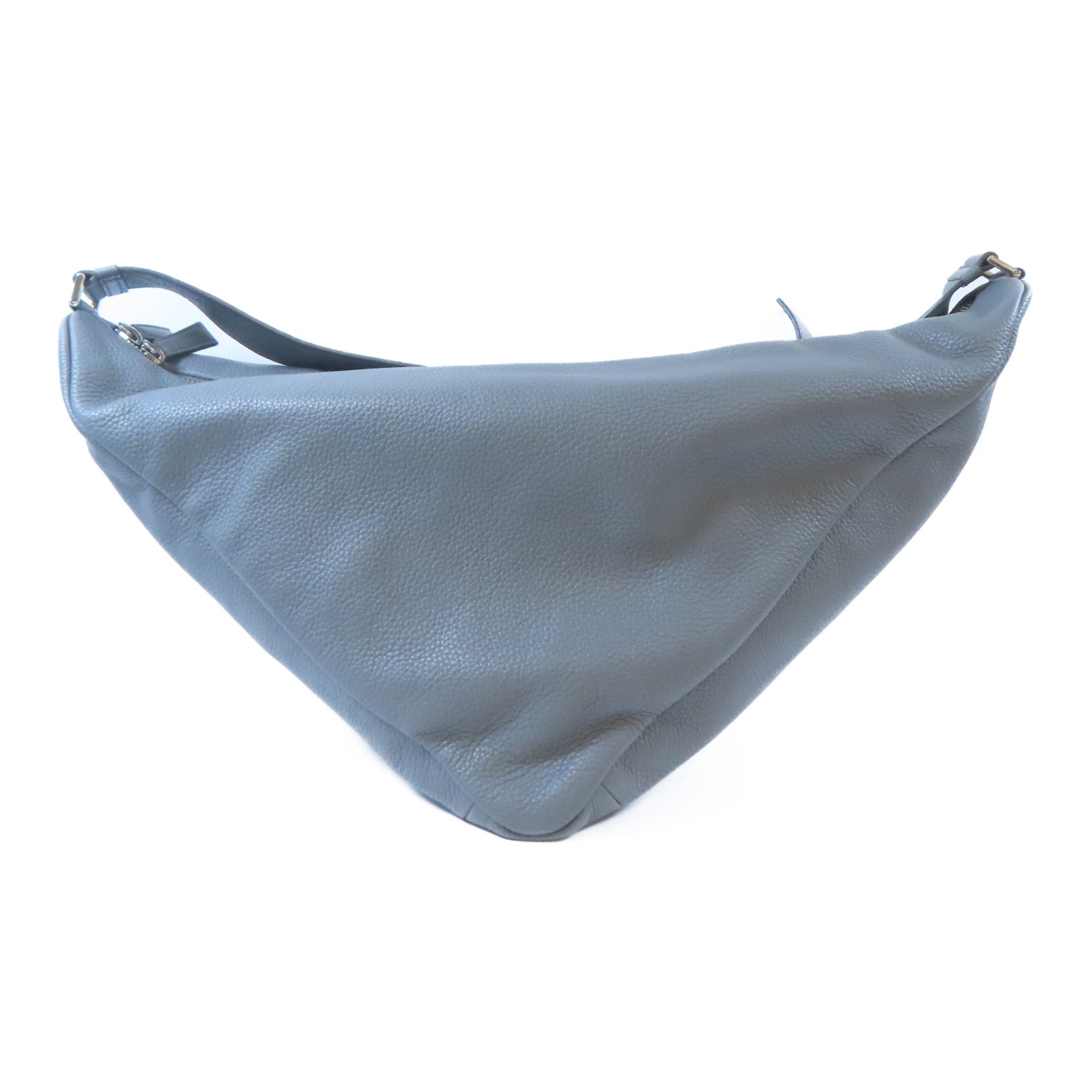 PRADA 牛皮皮革Shoulder Bag銀扣肩背袋灰色