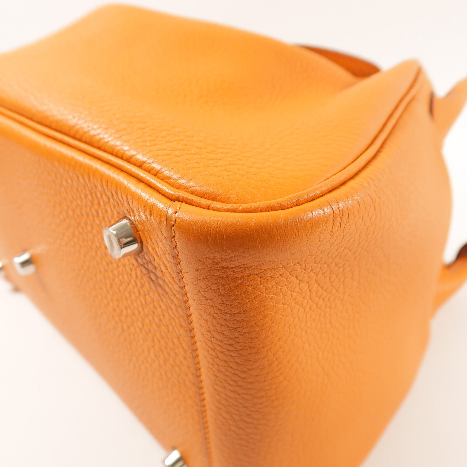 HERMES Clemence皮革Lindy 30銀扣手挽肩背兩用袋Orange