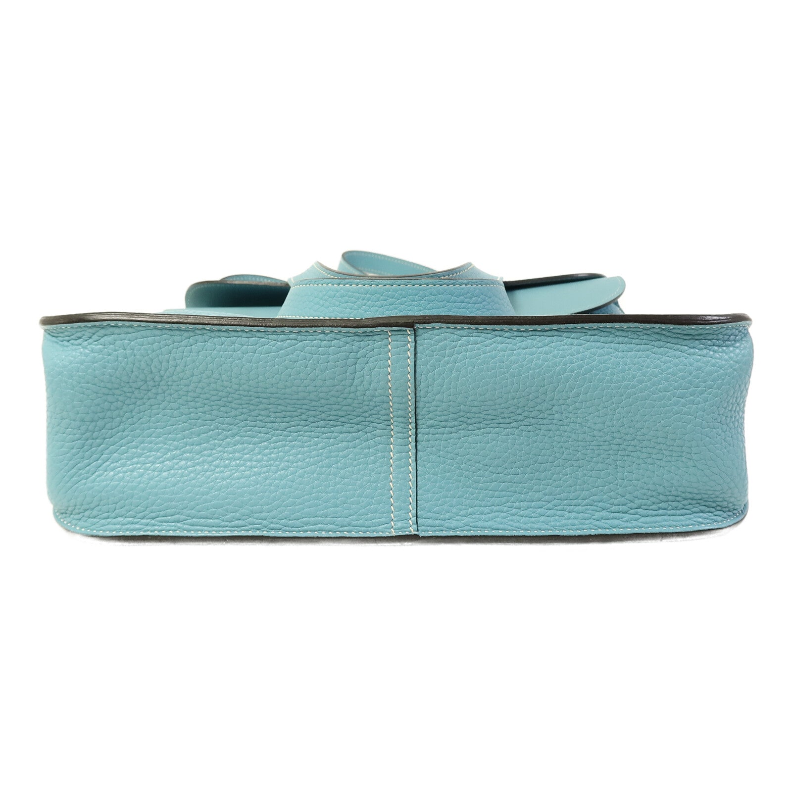 HERMES Clemence皮革Halzan 31銀扣手挽肩背兩用袋Bleu Saint