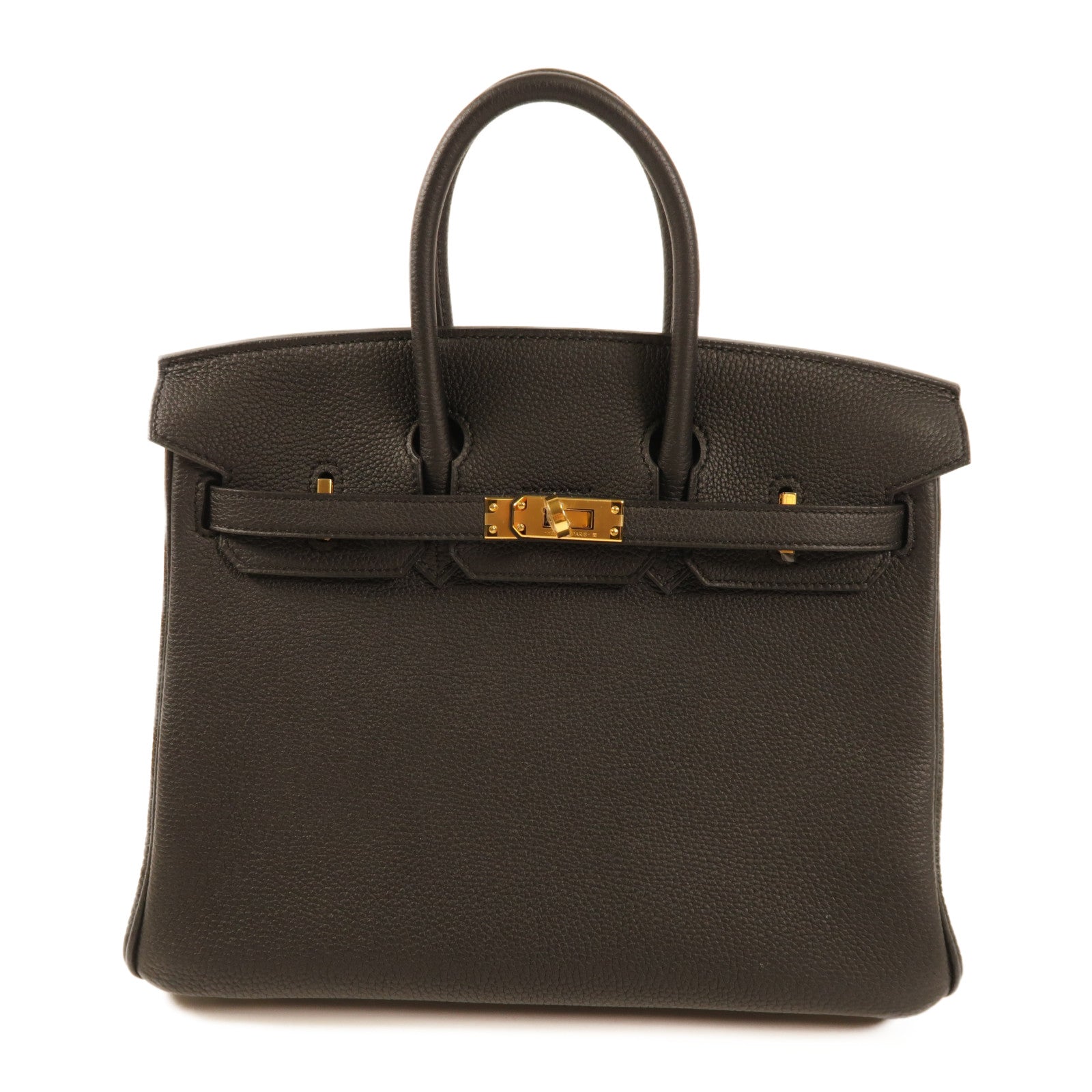 HERMES 【激減優惠】Clemence皮革Birkin 25金扣手挽袋Noir