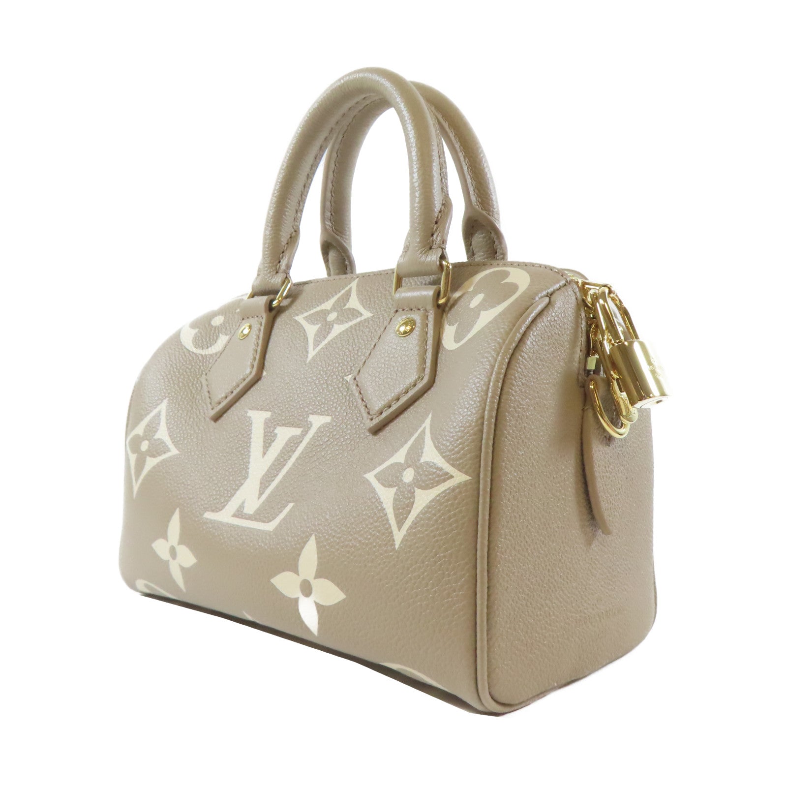 LOUIS VUITTON Monogram Empreinte Speedy Bandouliere 20 2 Way Bag金扣手挽肩背兩用袋米色