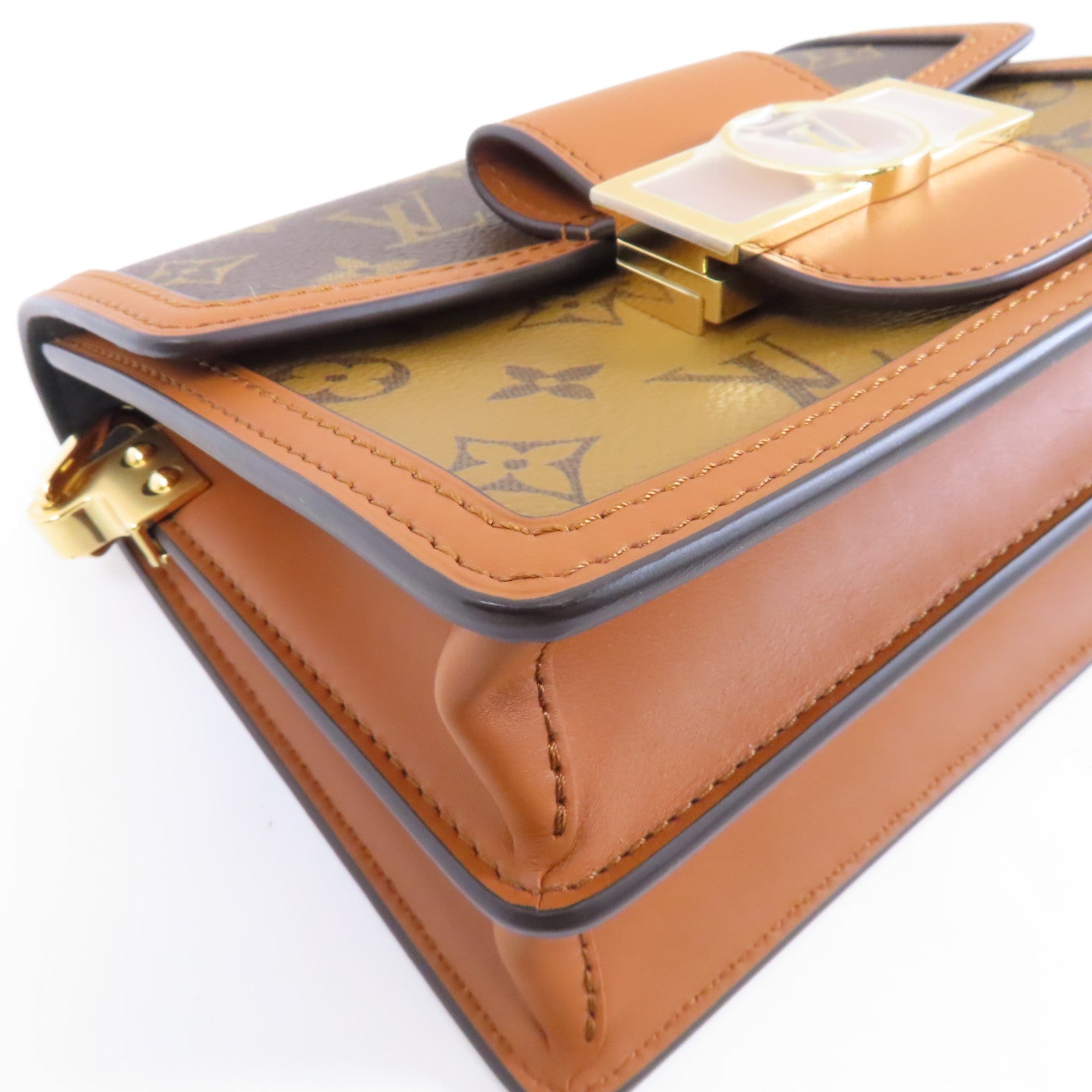 LOUIS VUITTON Monogram Mini Dauphine金扣肩背袋啡色