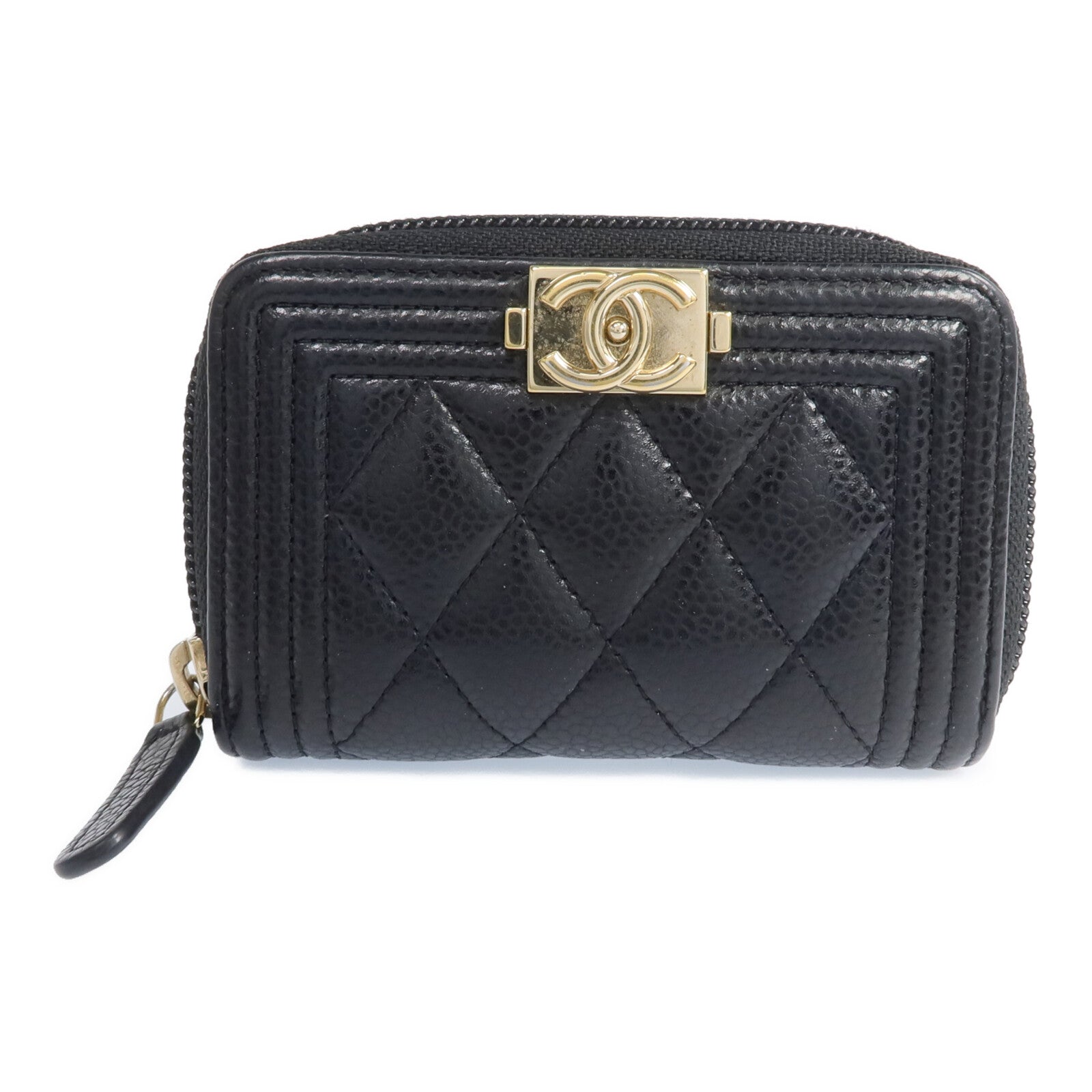 CHANEL 牛皮皮革Boy Card Case金扣卡片套