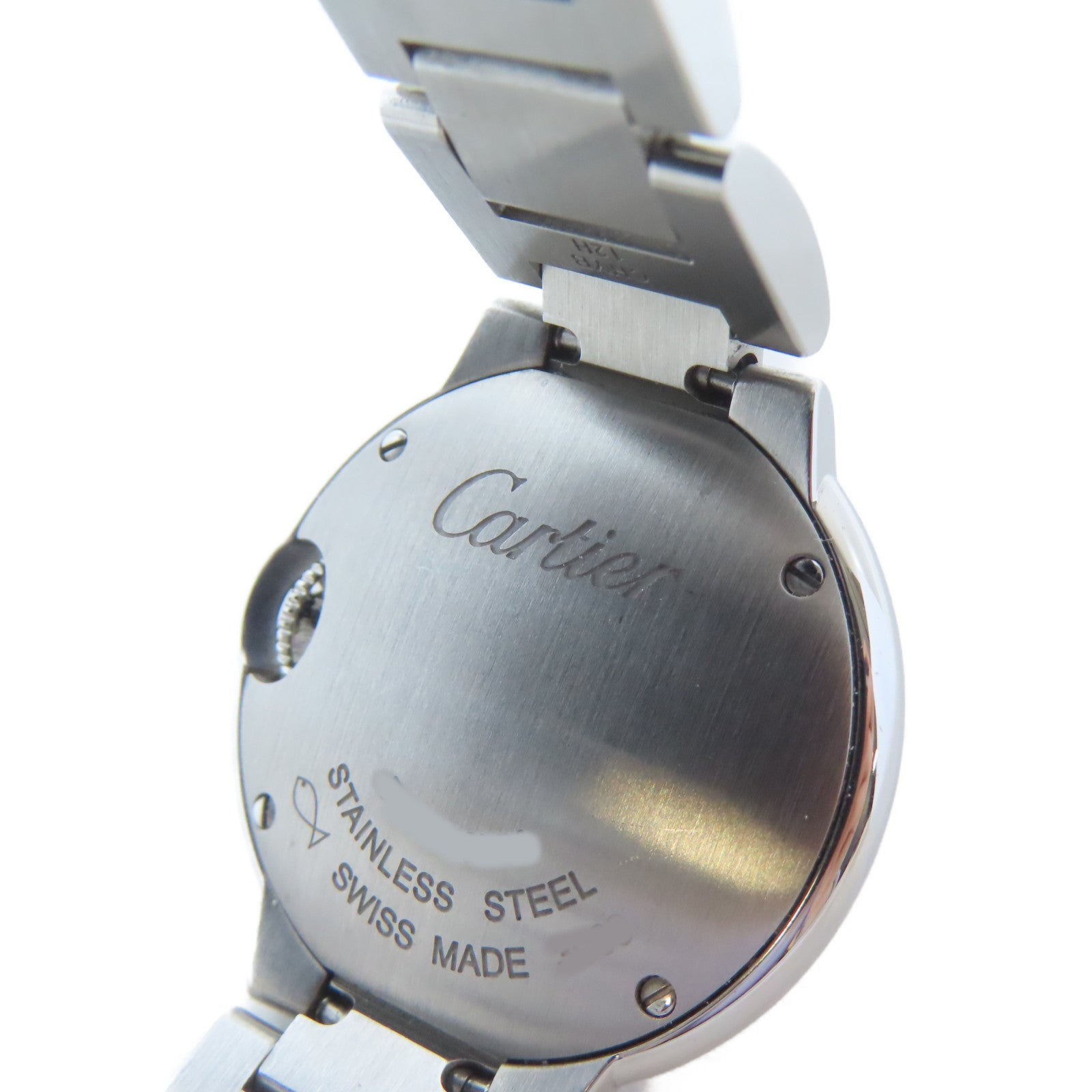 CARTIER Ballon Bleu不鏽鋼手錶石英機芯白色#14cm