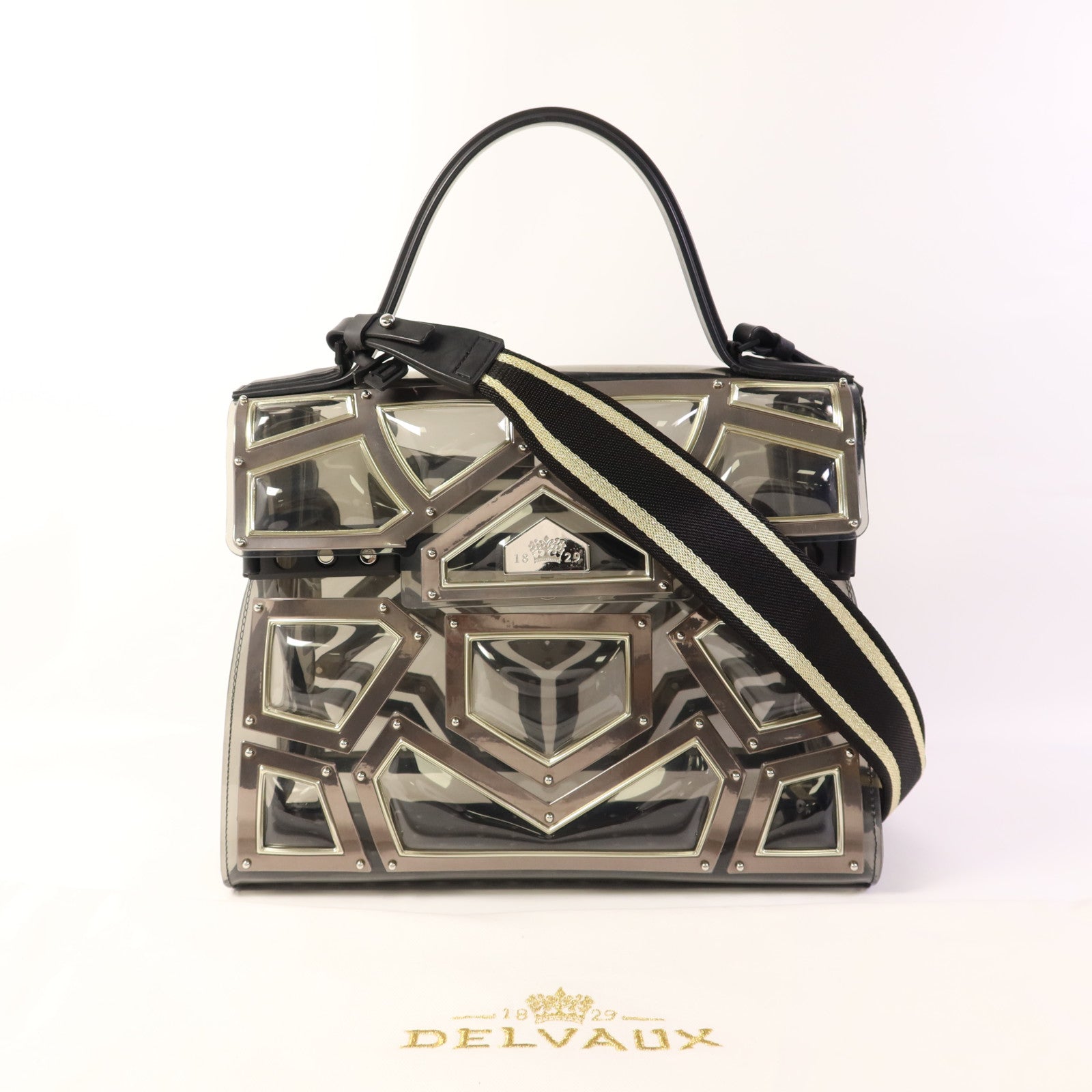 Delvaux PVC Tempete GM Gladiator Limited Edition銀扣手挽肩背兩用袋