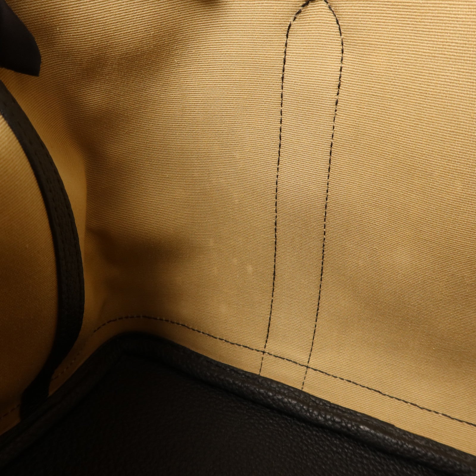 HERMES Negonda皮革/帆布Garden Party TPM銀扣手挽袋Trench/Noir