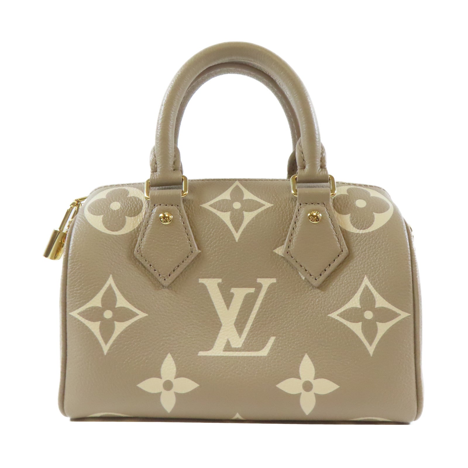 LOUIS VUITTON Monogram Empreinte Speedy Bandouliere 20 2 Way Bag金扣手挽肩背兩用袋米色