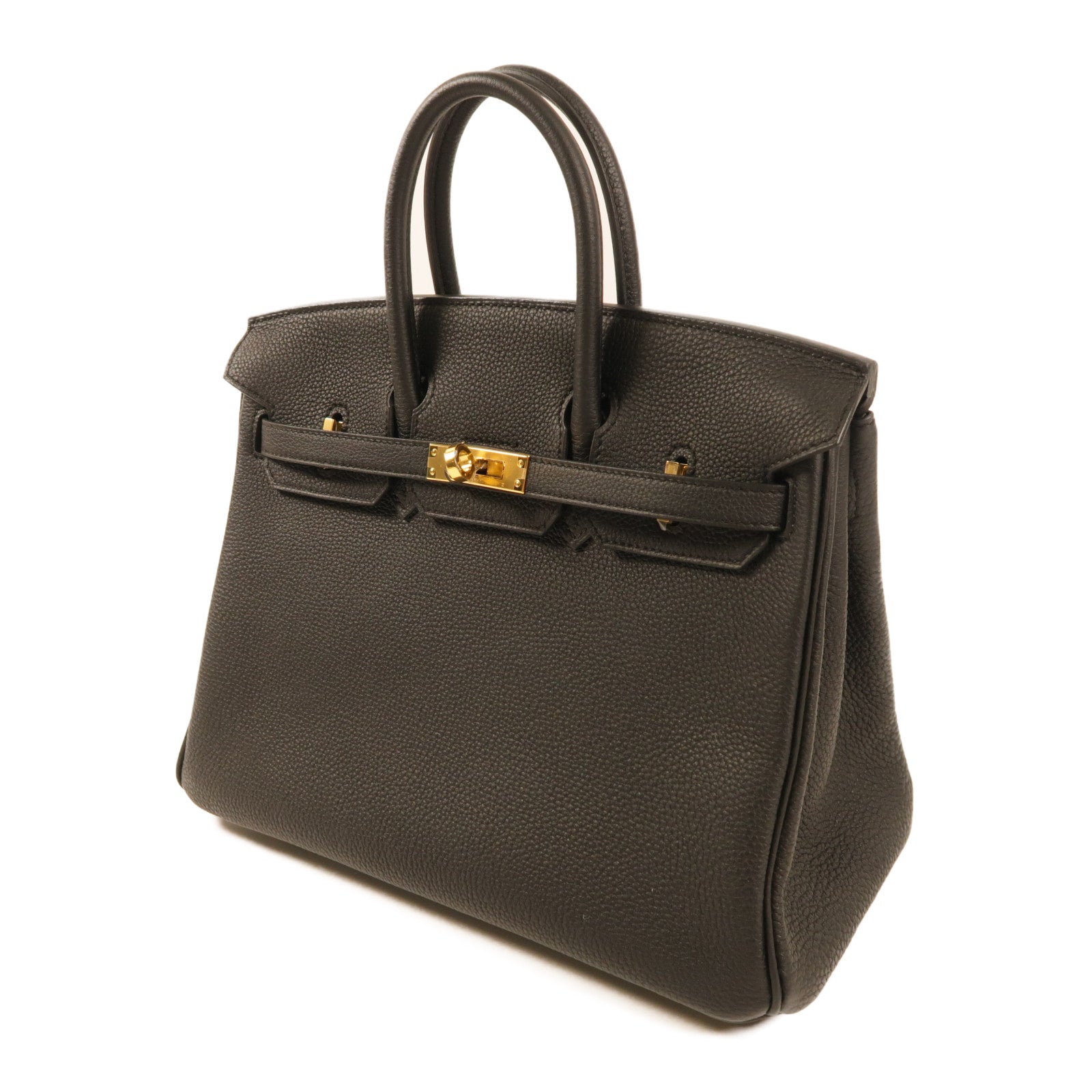 HERMES 【激減優惠】Clemence皮革Birkin 25金扣手挽袋Noir