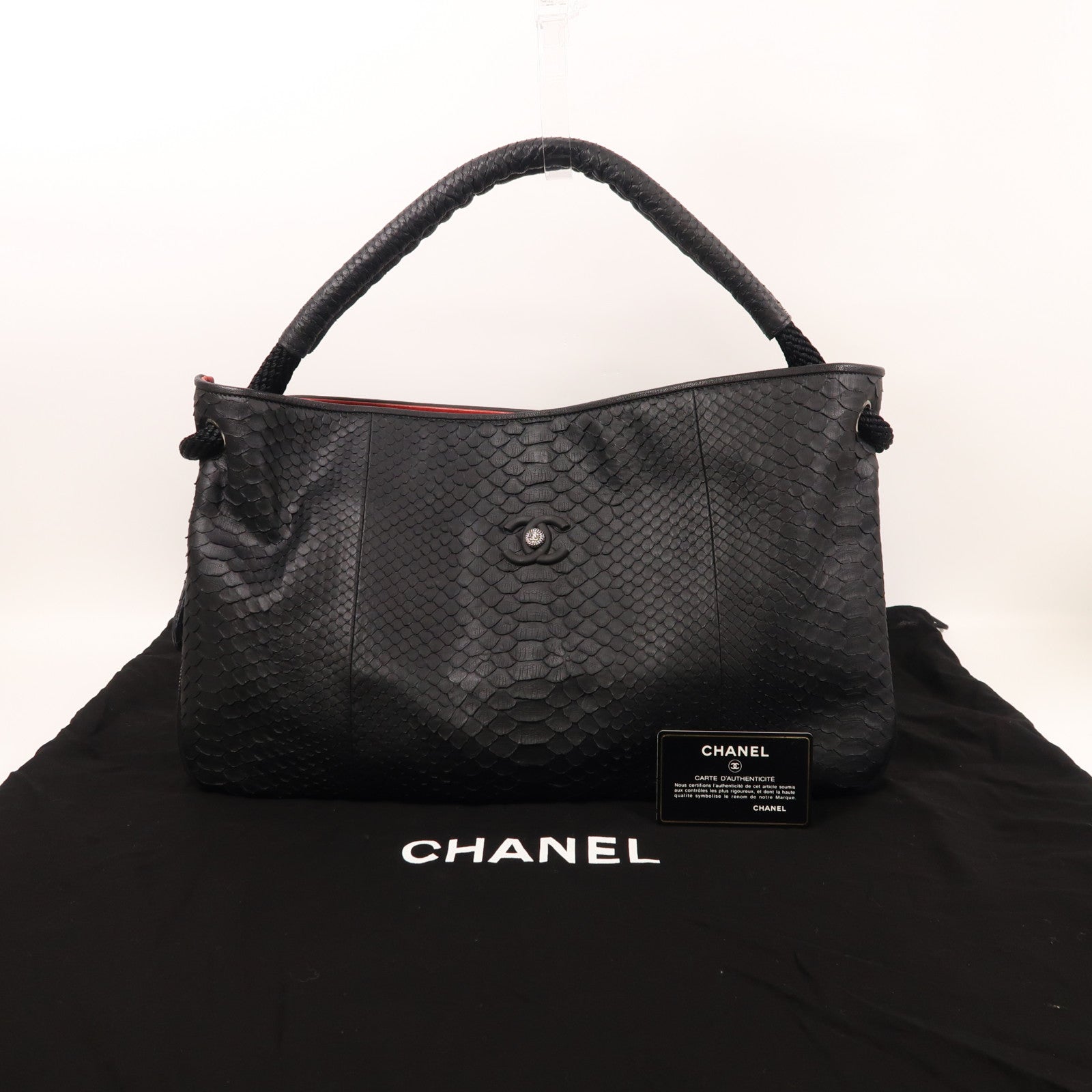 CHANEL 蛇皮皮革Shoulder Bag銀扣肩背袋