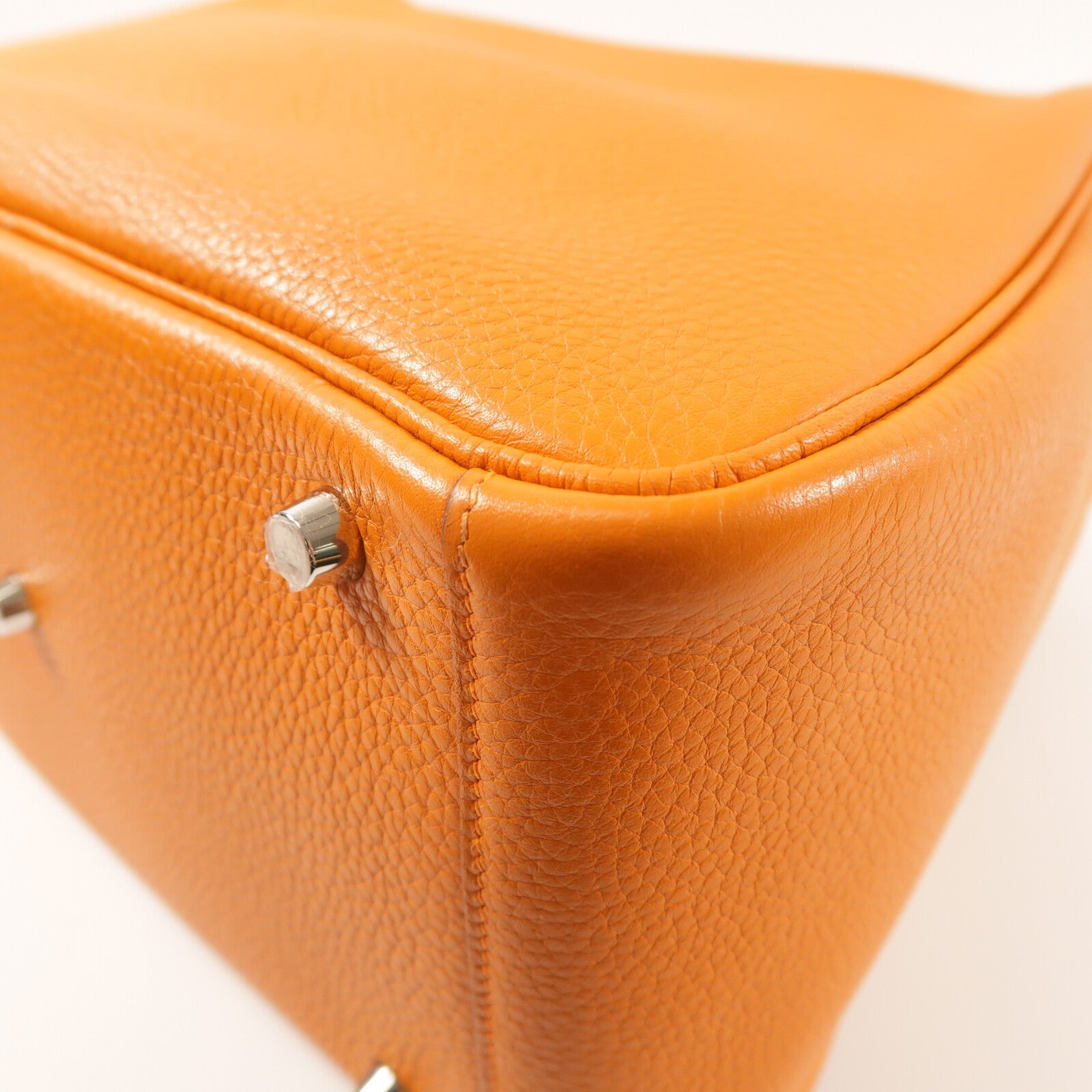 HERMES Clemence皮革Lindy 30銀扣手挽肩背兩用袋Orange