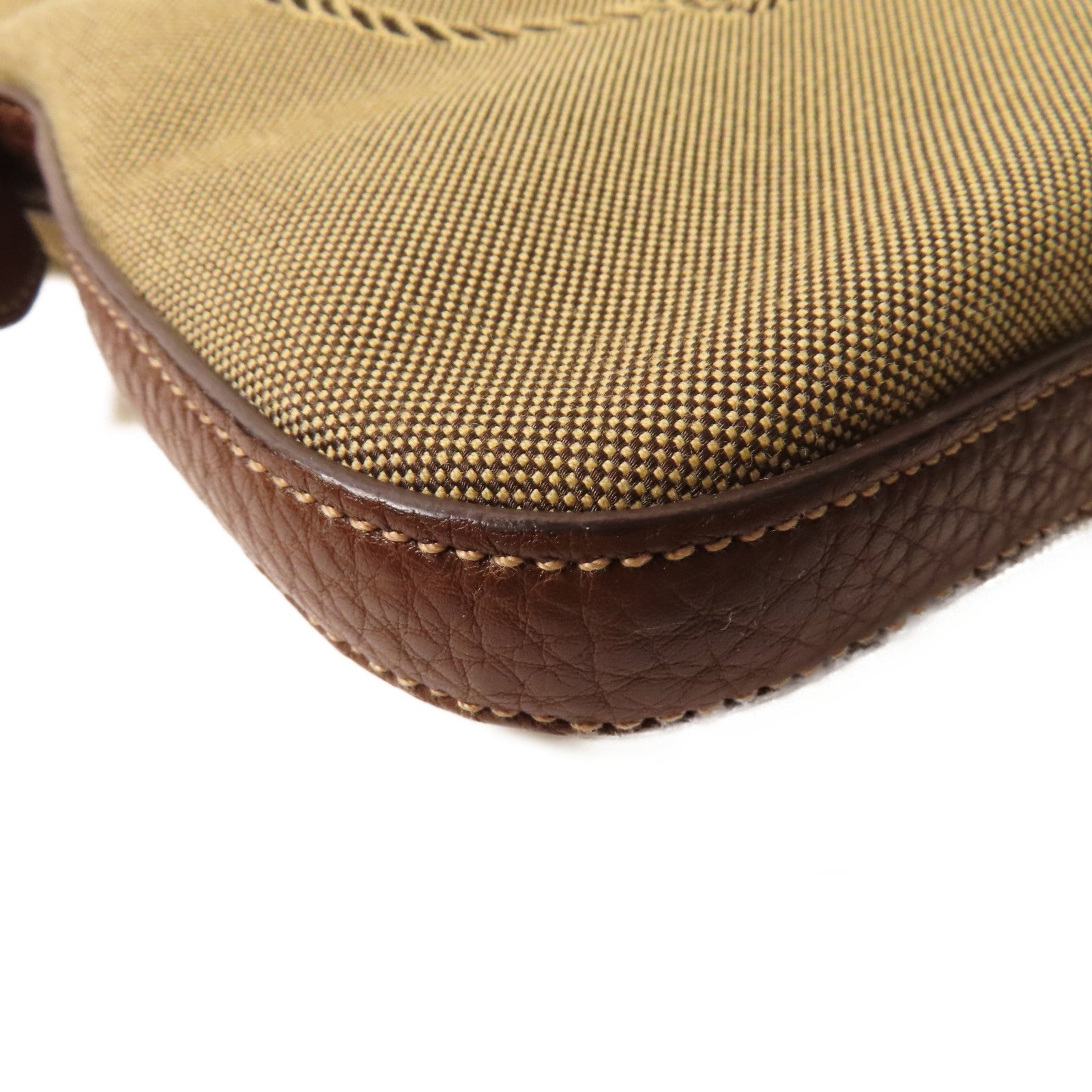 PRADA 帆布Logo Jacquard Shoulder Bag金扣肩背袋啡色