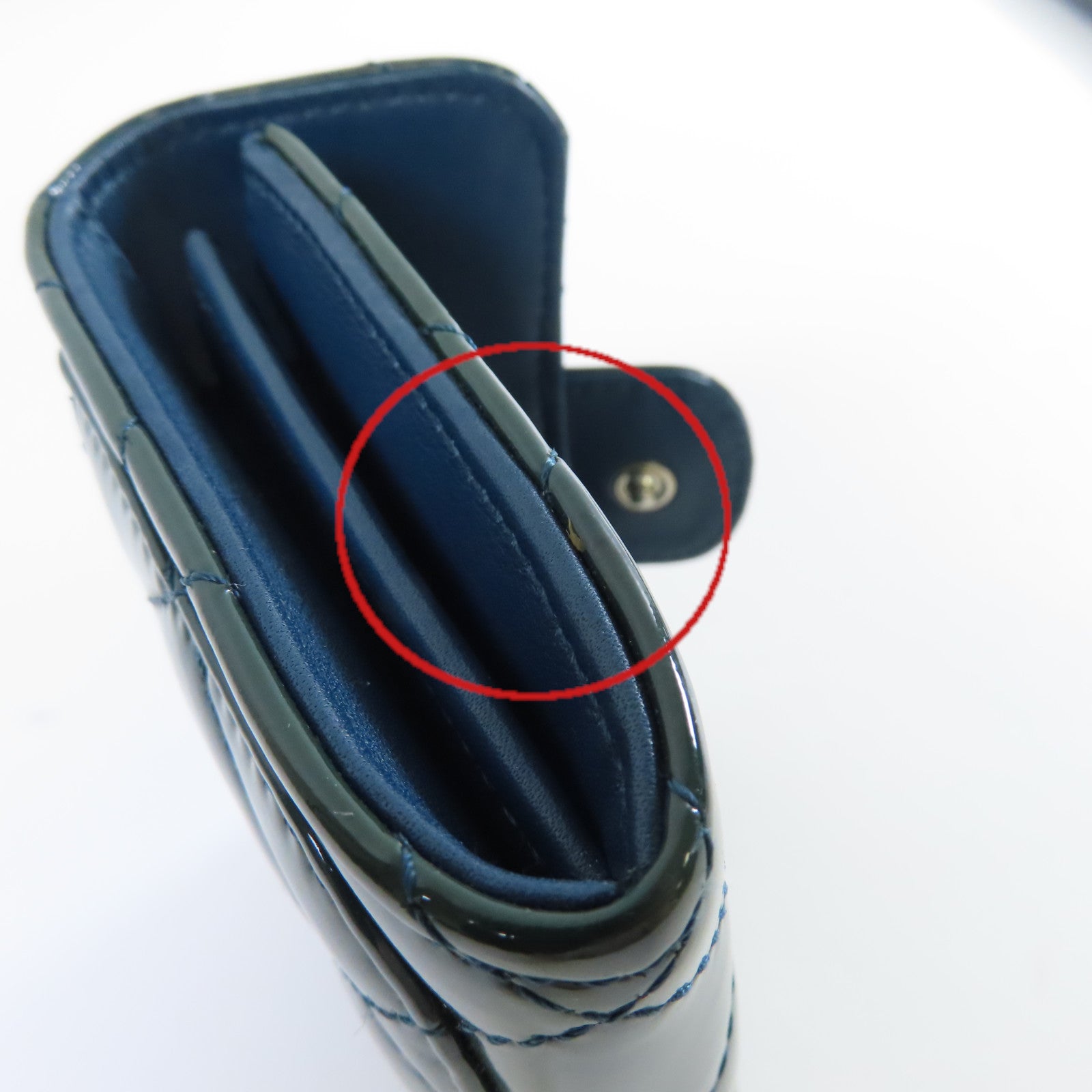 CHANEL 菱格漆皮皮革Card Coin Case銀扣卡片套/零錢包綠色