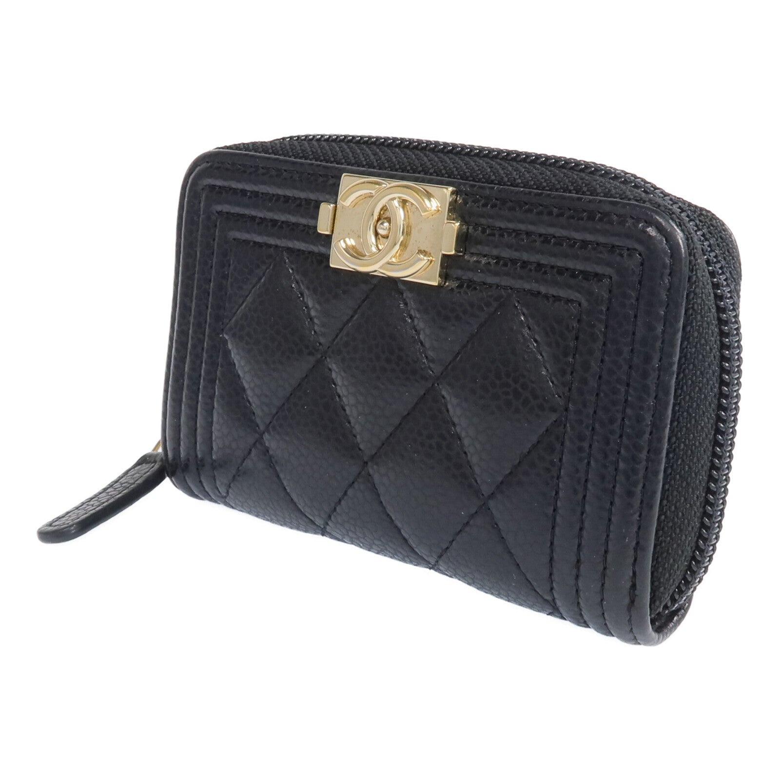 CHANEL 牛皮皮革Boy Card Case金扣卡片套