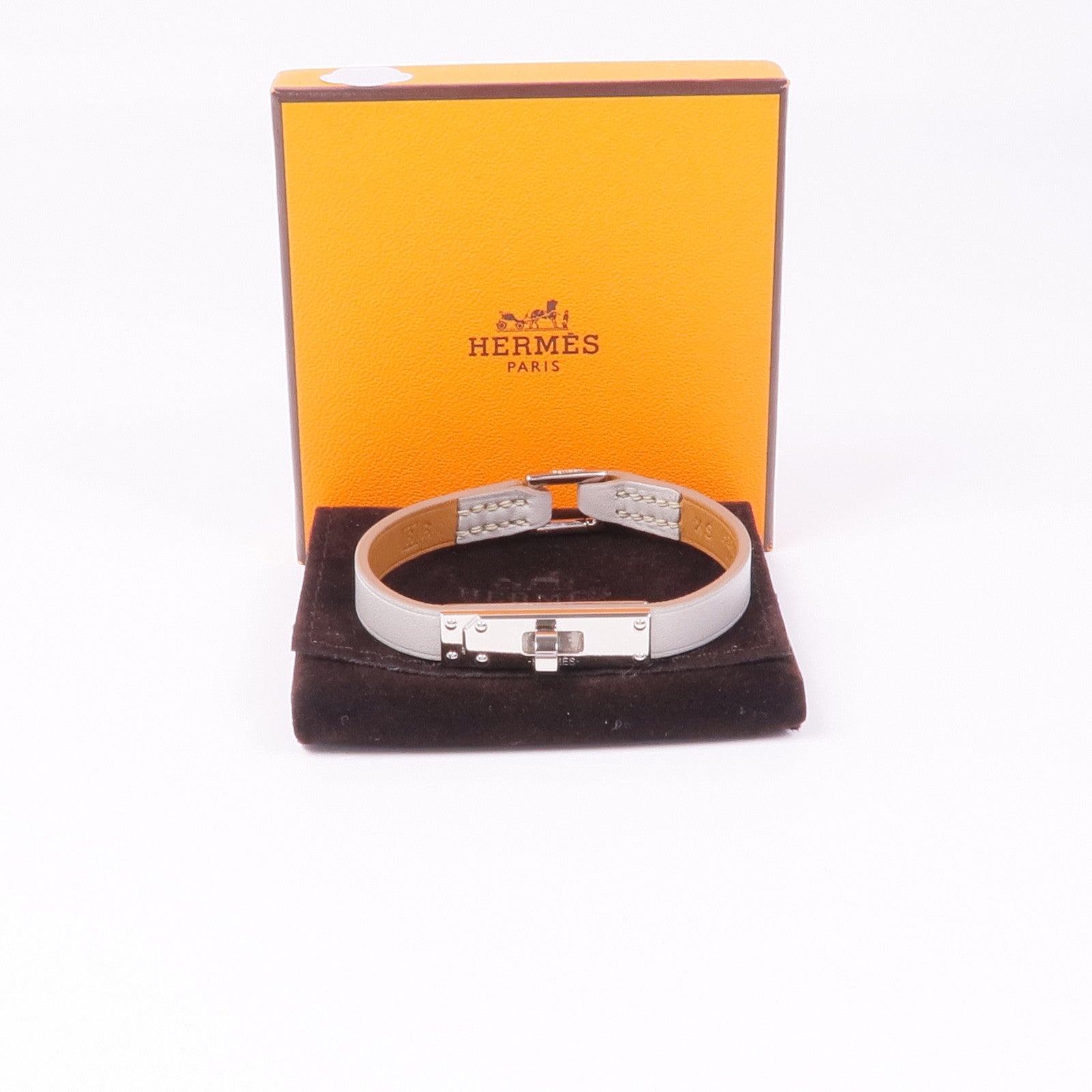 HERMES Swift皮革Micro Kelly Bracelet銀扣手帶