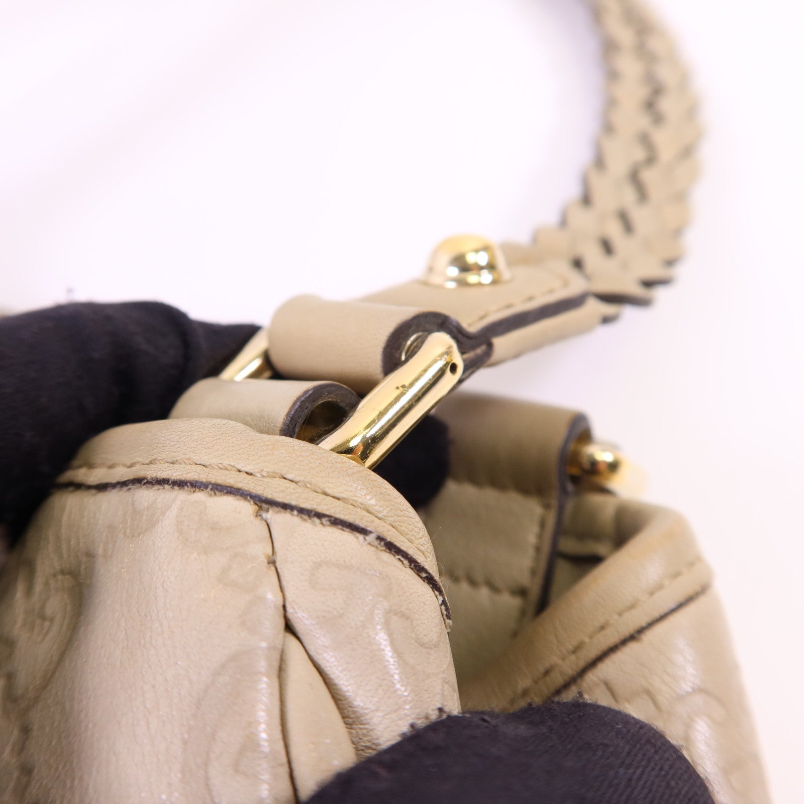 GUCCI 牛皮皮革Guccissima Braided Peggy Tote銀扣肩背袋