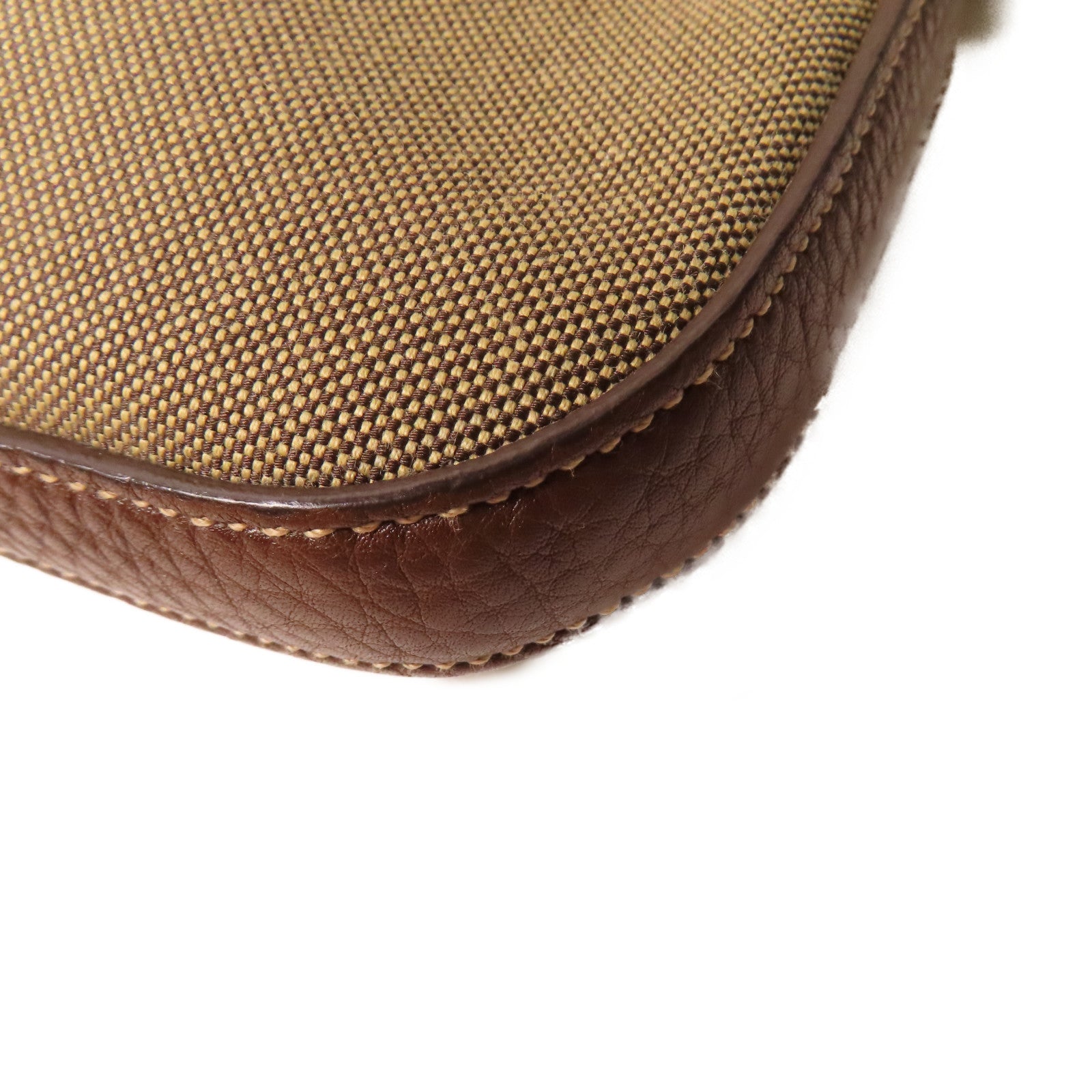 PRADA 帆布Logo Jacquard Shoulder Bag金扣肩背袋啡色