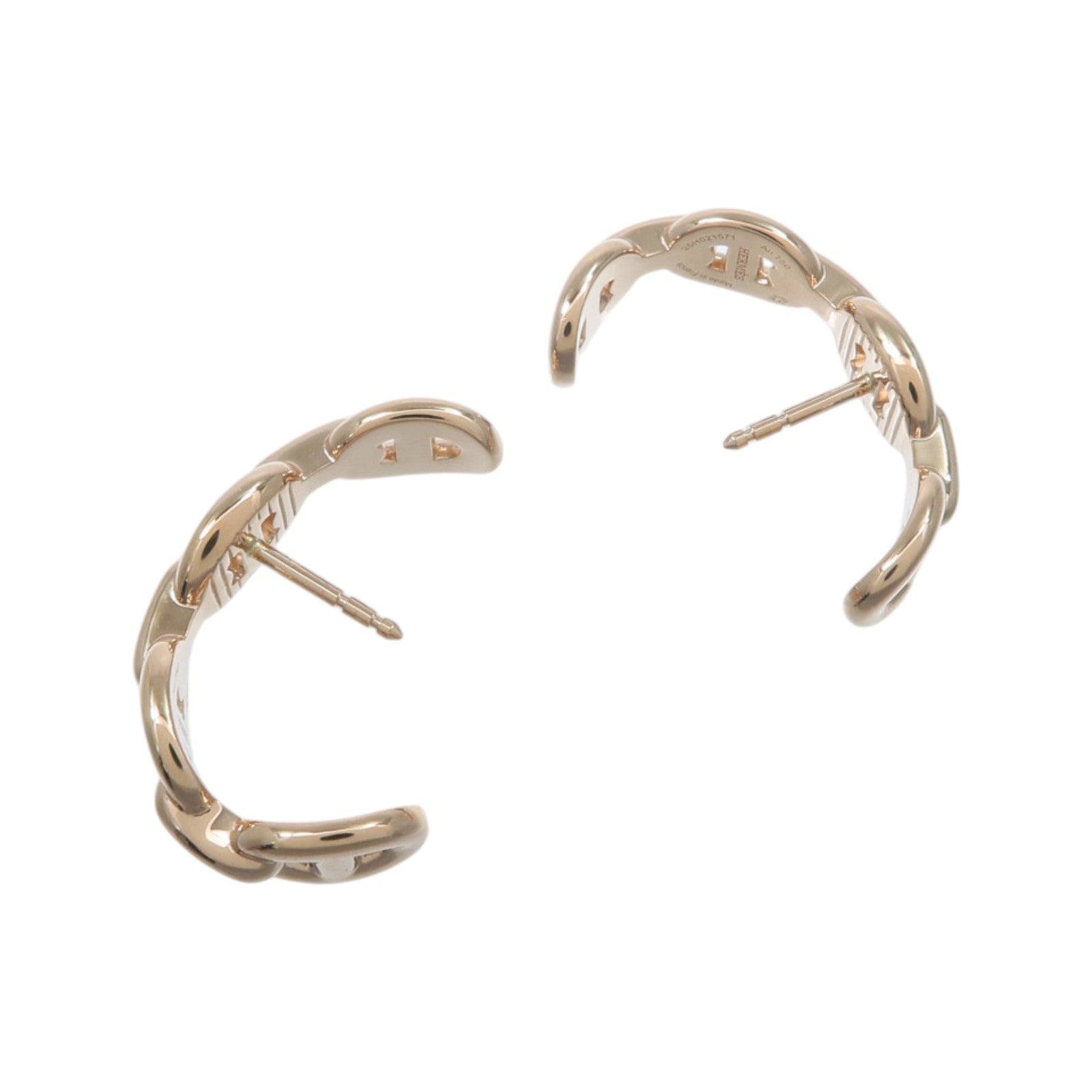 HERMES 18K玫瑰金Chaine D'aucre Enchainee耳環