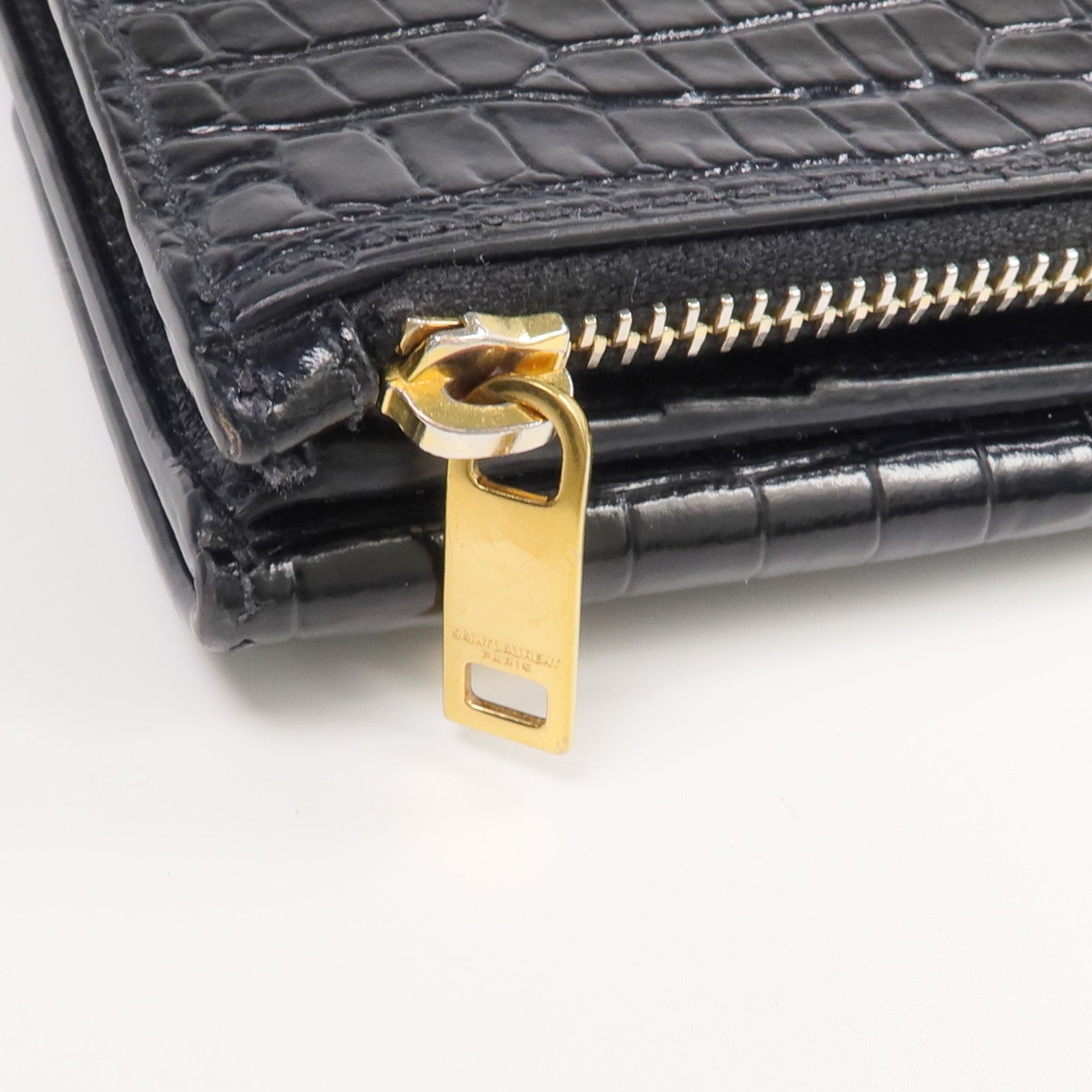 YVES SAINT LAURENT 牛皮皮革Uptown Compact Wallet金扣錢包