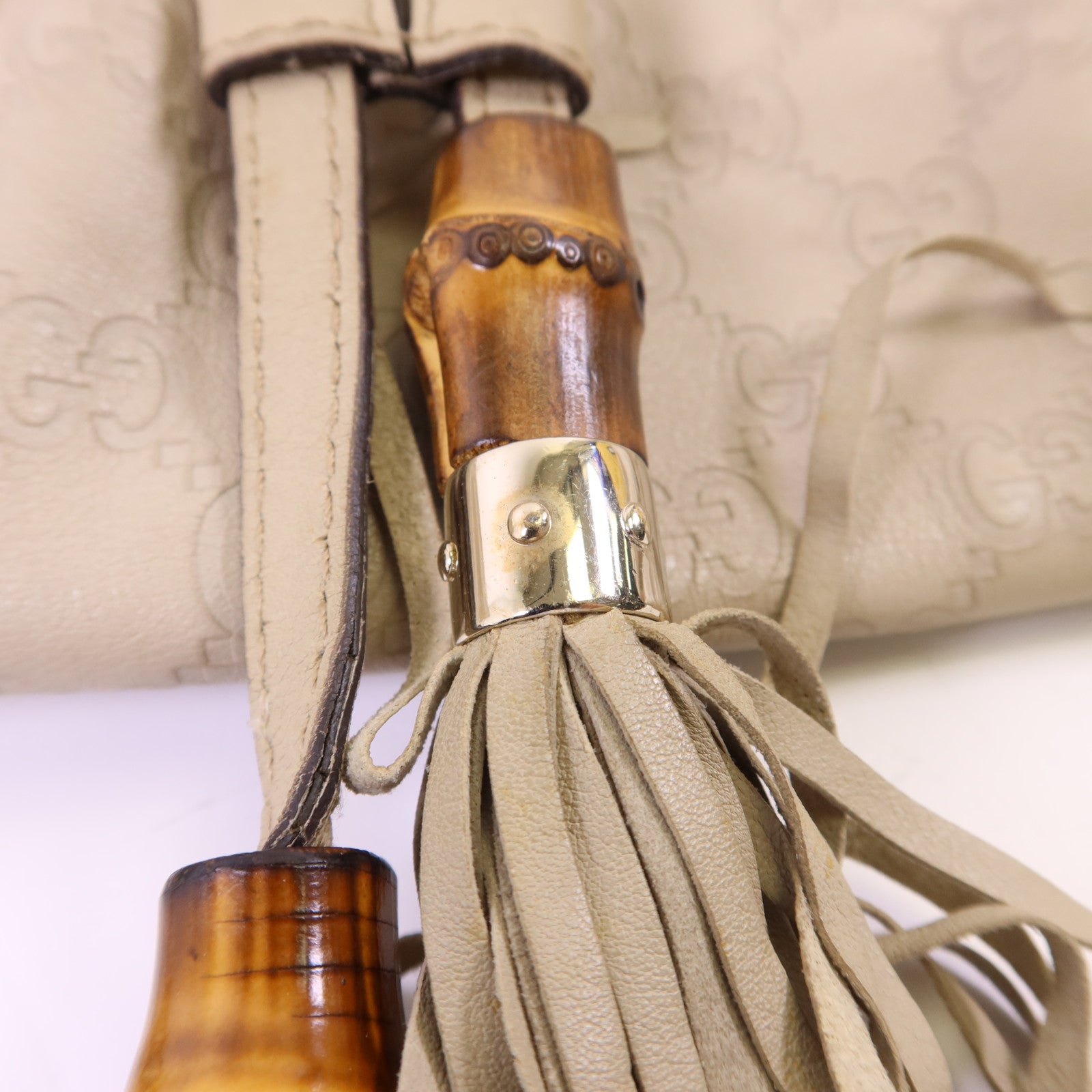 GUCCI 牛皮皮革Guccissima Braided Peggy Tote銀扣肩背袋