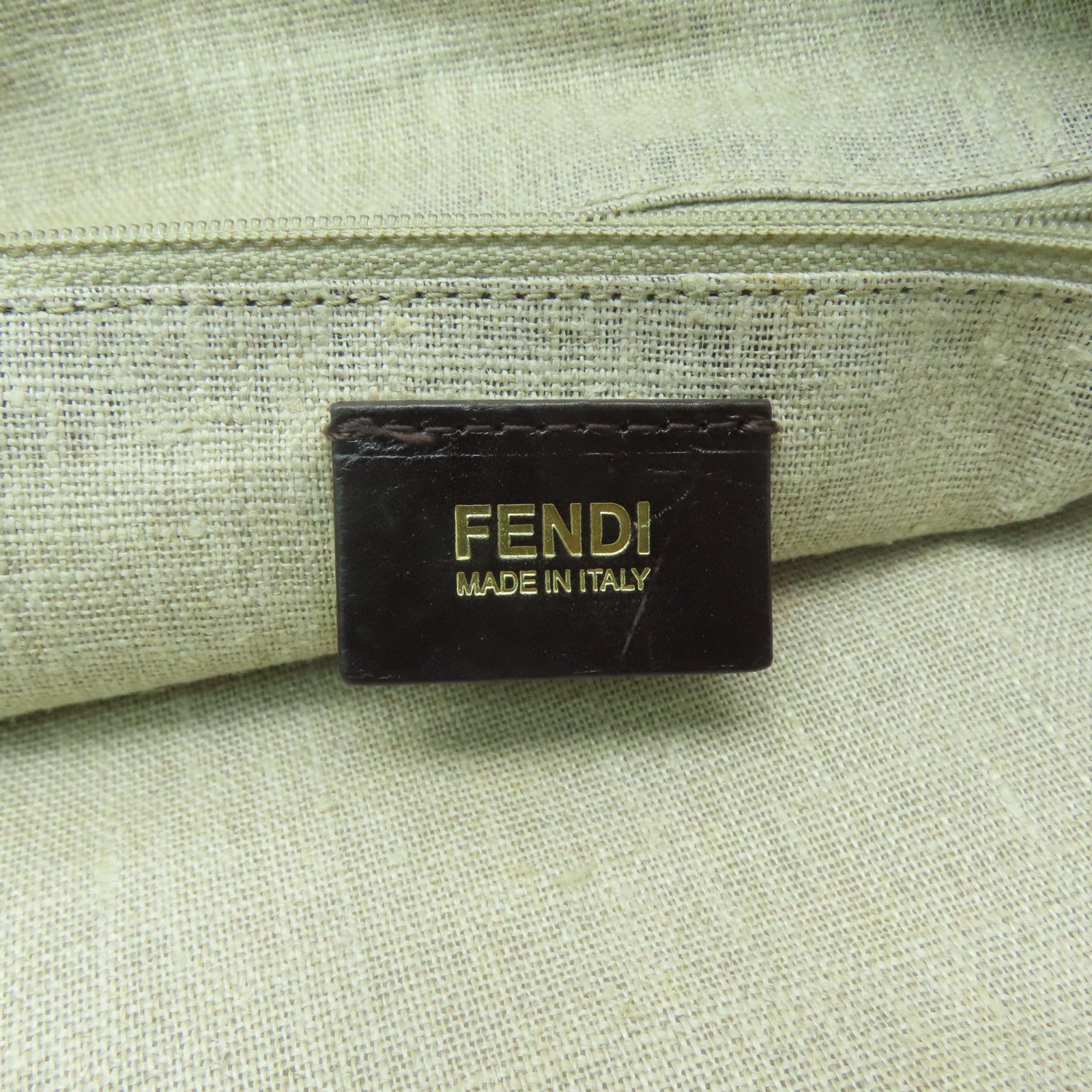 FENDI 【激減優惠】牛皮皮革Tote Bag金扣手挽袋淺啡色
