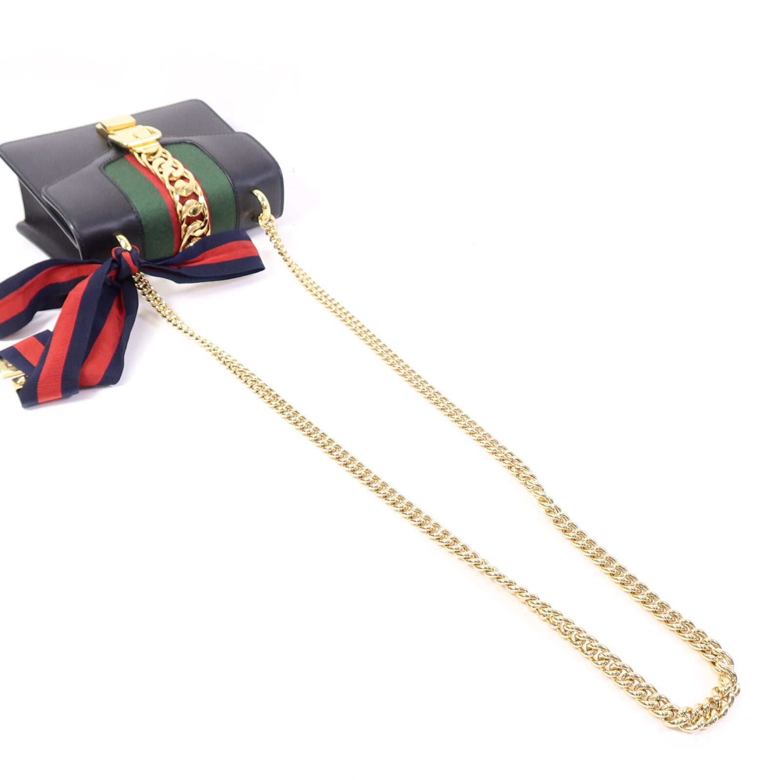 GUCCI 牛皮皮革Sylvie鏈帶肩背袋